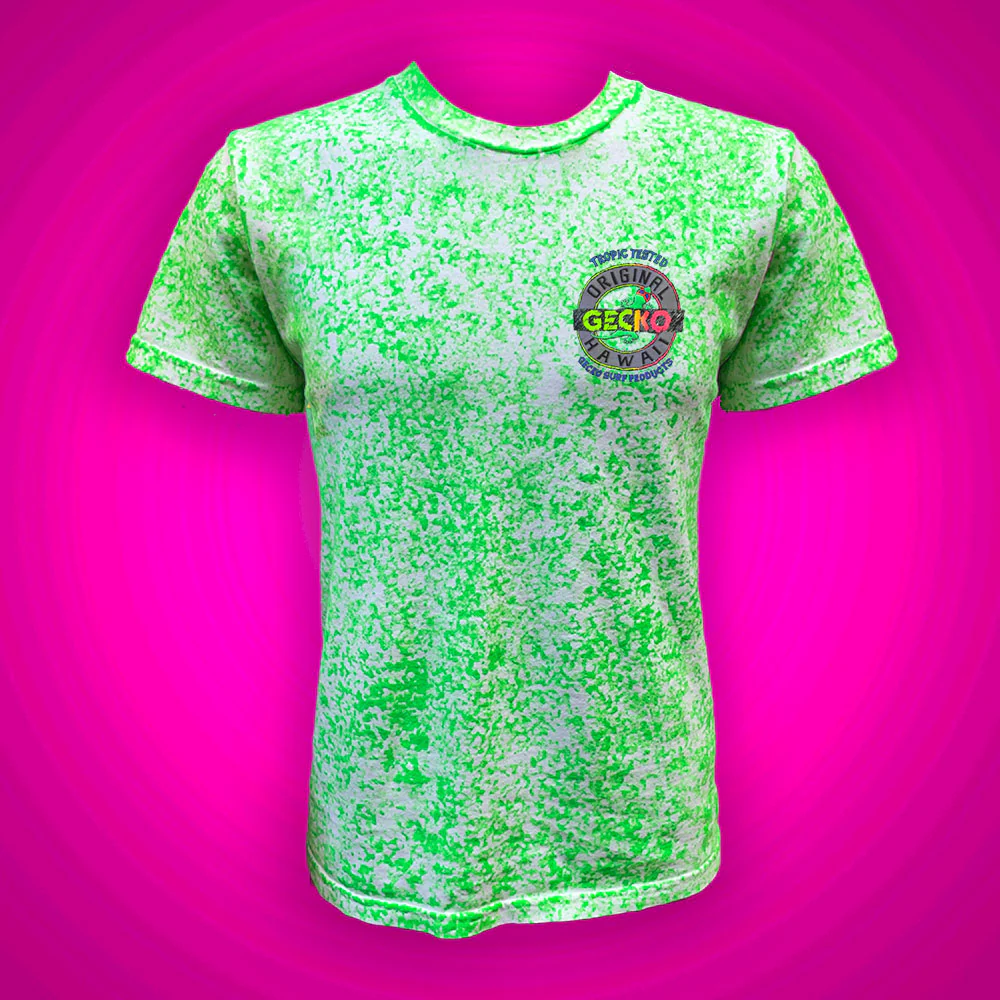 Tropic Tested - 1980's Sponge Paint Neon Green Glow Tee (Limited Edition) - Image 3