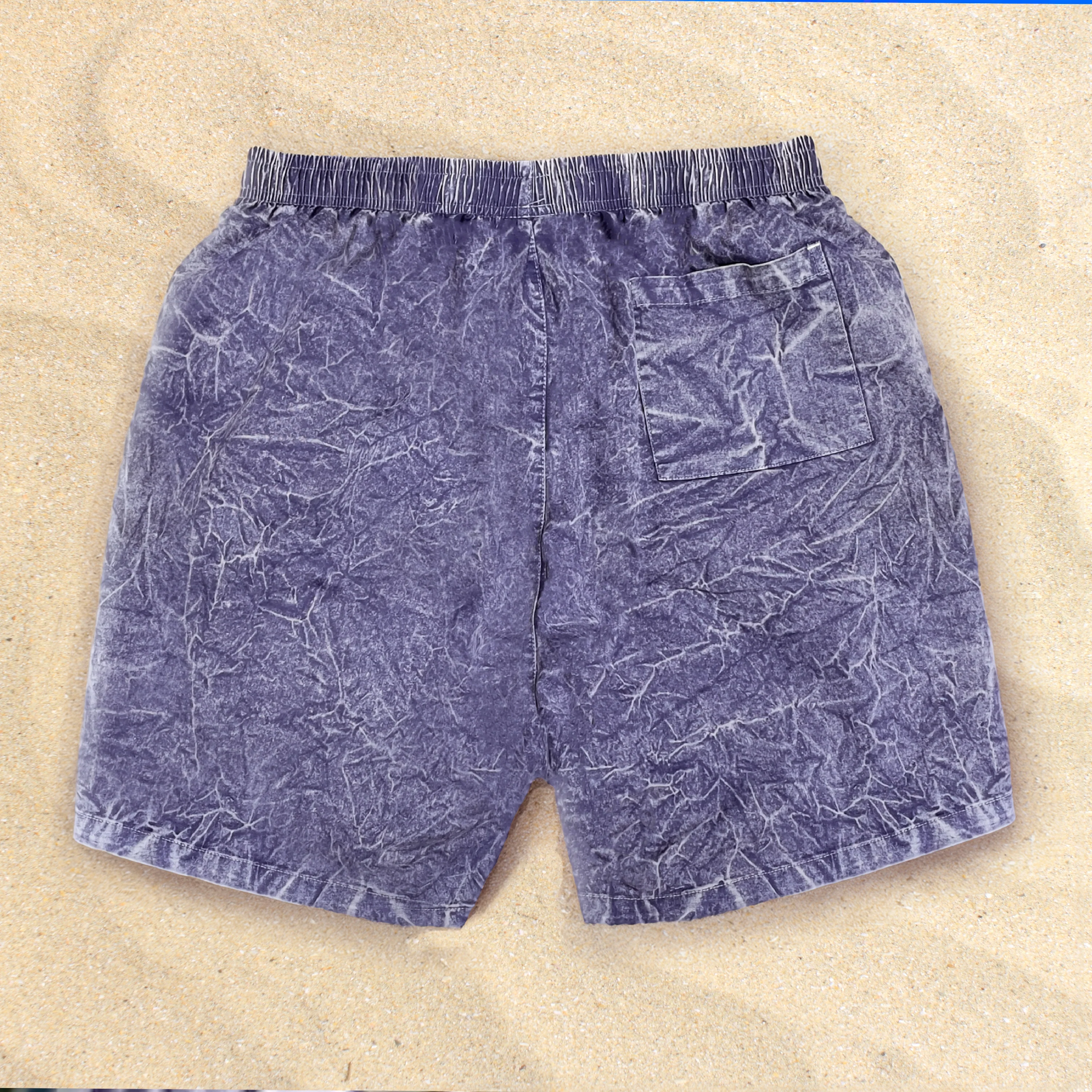 1980's Limited Surfer Style Purple Acid Wash Cotton Shorts - Image 5