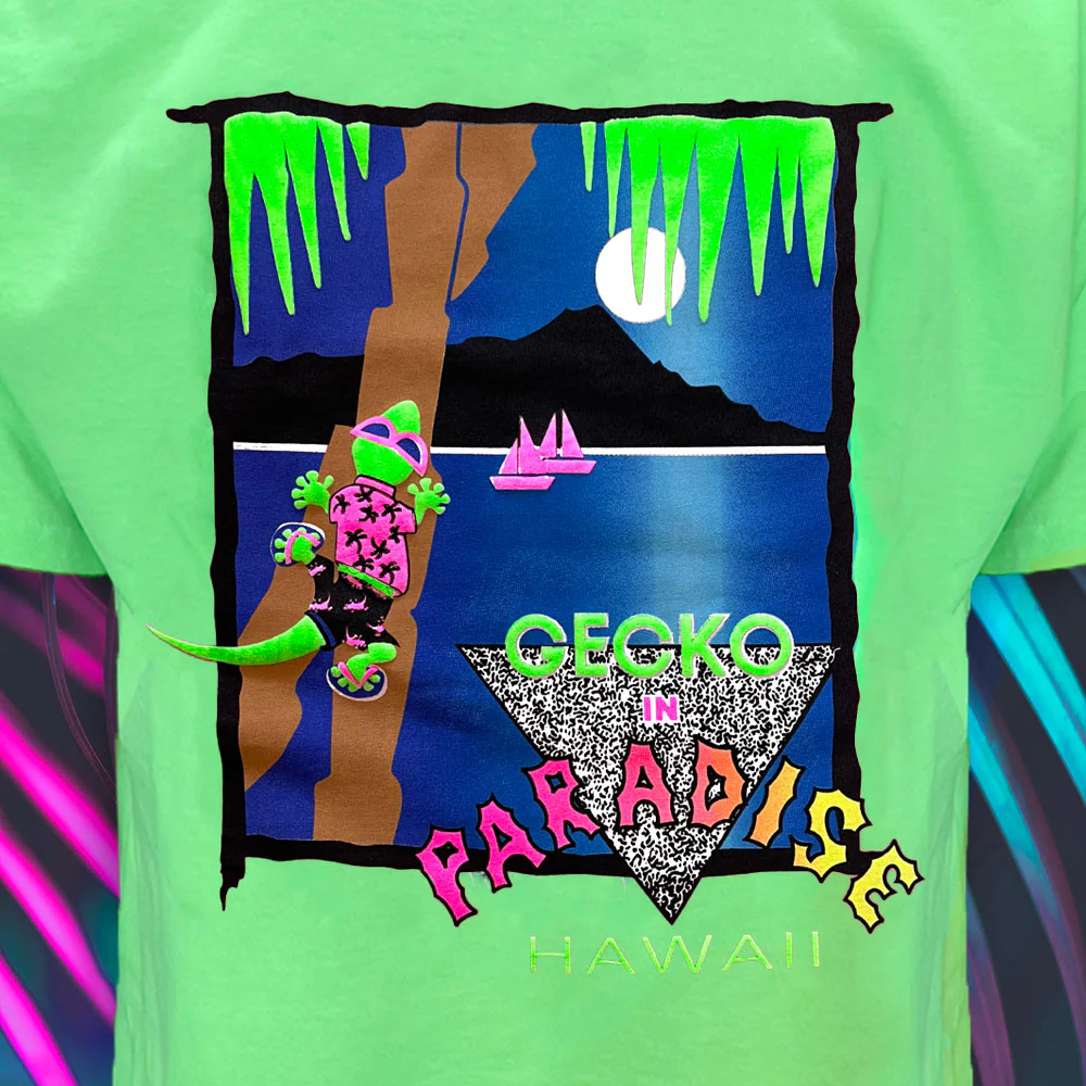 1988 Gecko In Paradise - Neon Green Limited Edition Tee - Image 3