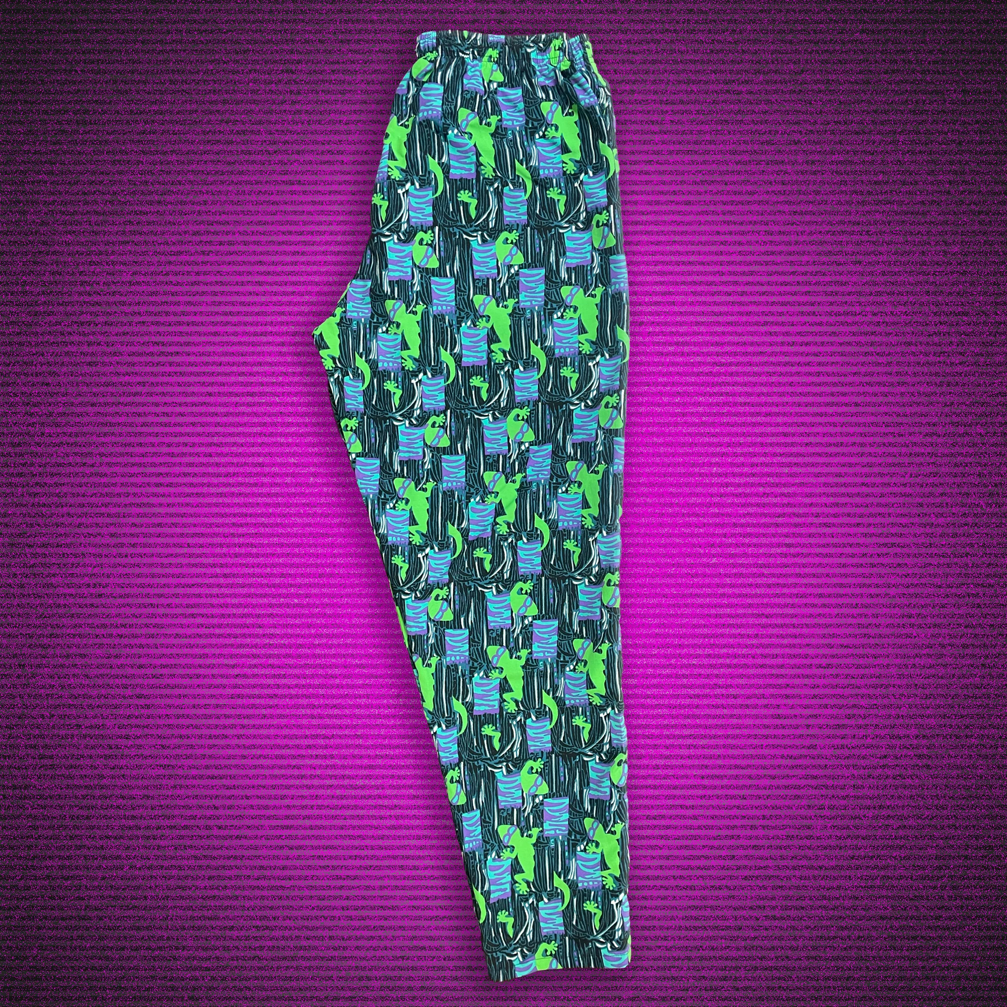 1988 Gecko Jungle Beach Pants - Jade/Purple - Image 2