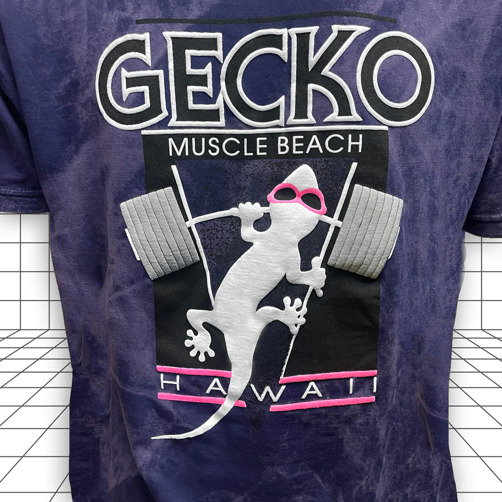 1988 Gecko Muscle Beach - Secret Colorway Acid Wash Tee - Image 3