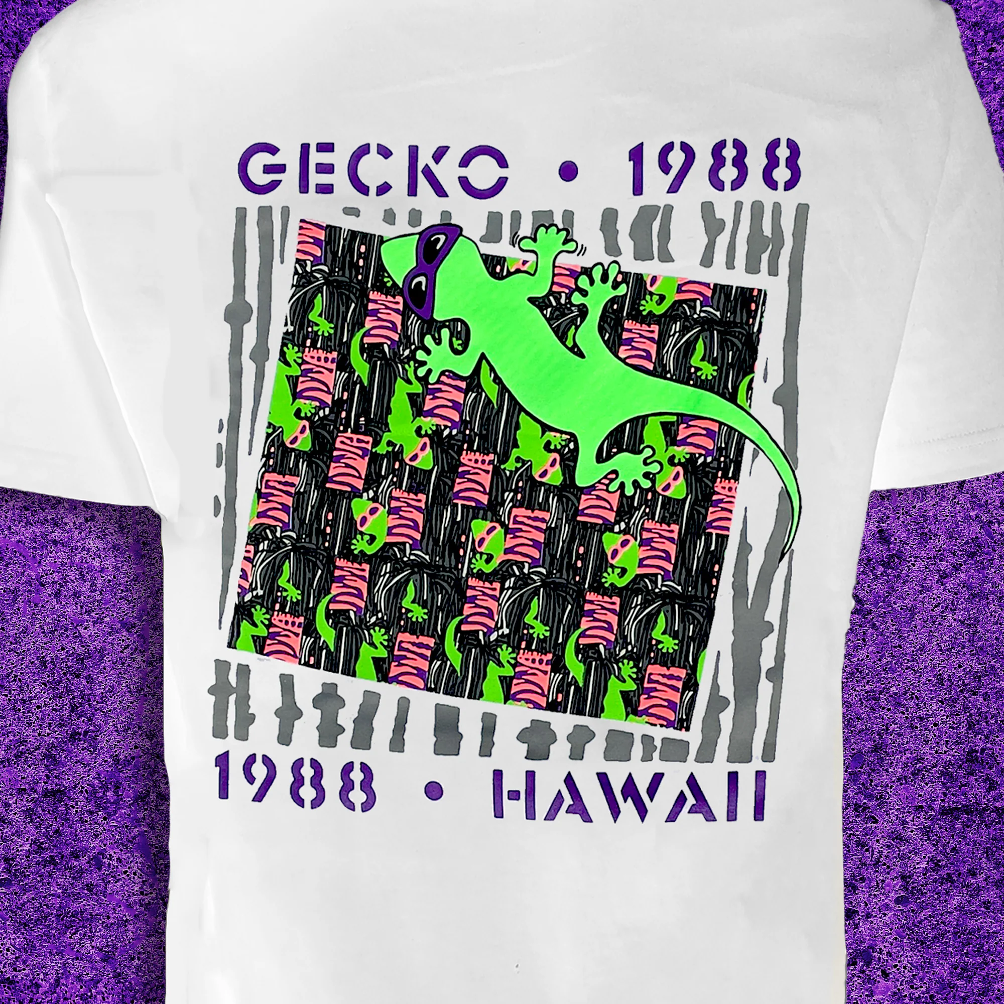 1988 Gecko Snapshot - Black/Orange White Tee - Image 3