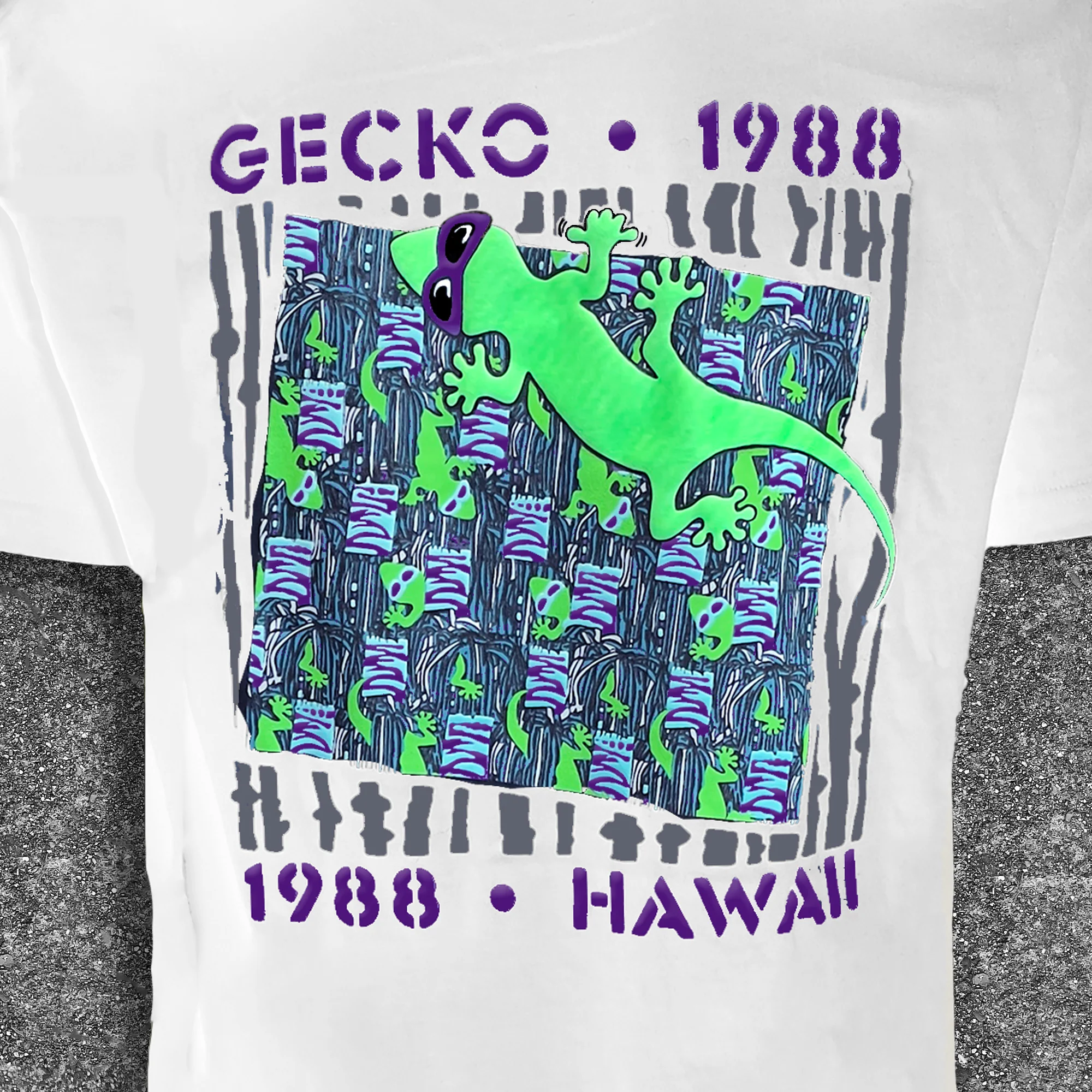 1988 Gecko Snapshot - Jade/Purple White Tee - Image 4