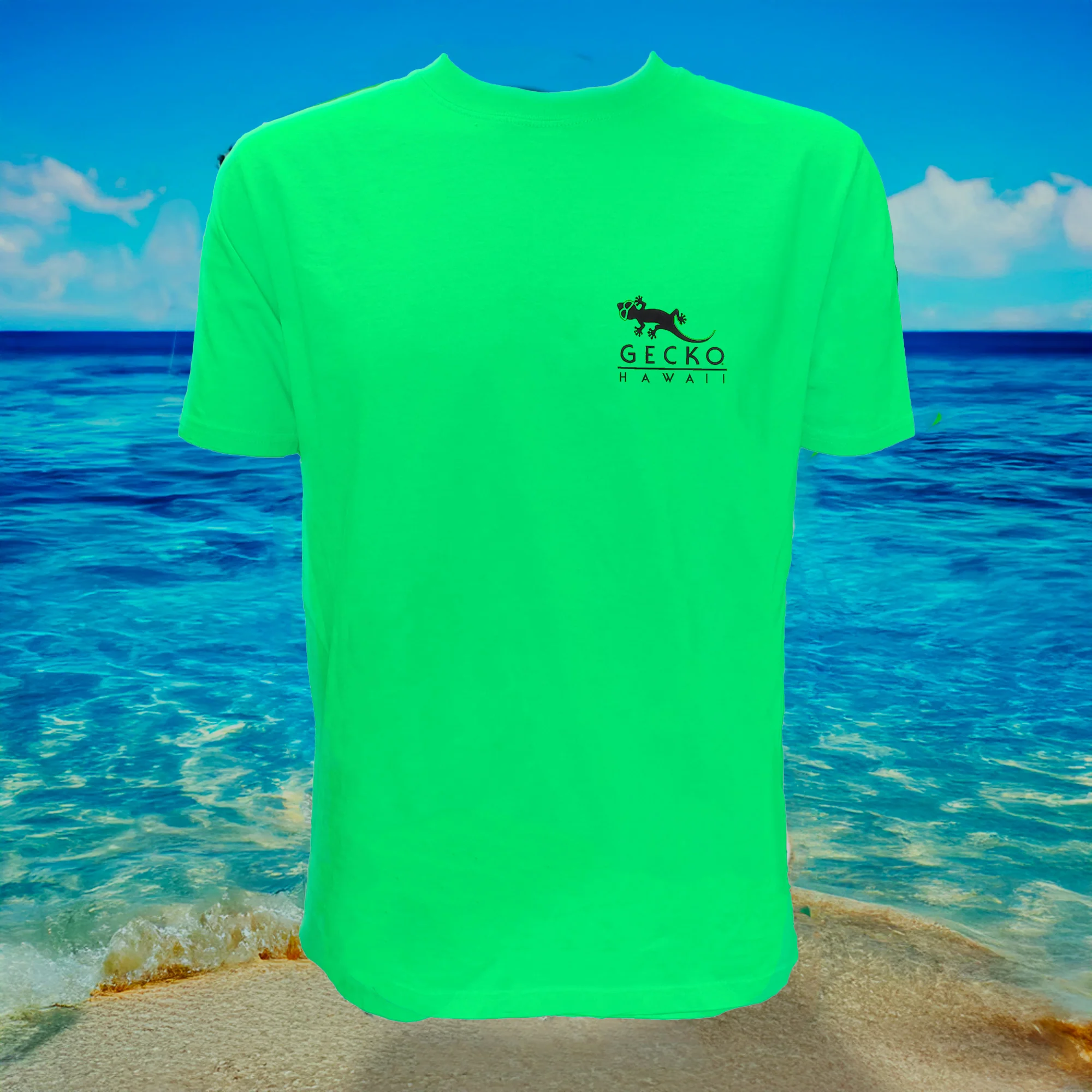 1988 Gecko Surf Wax - 1980's Neon Green Tee - Image 2