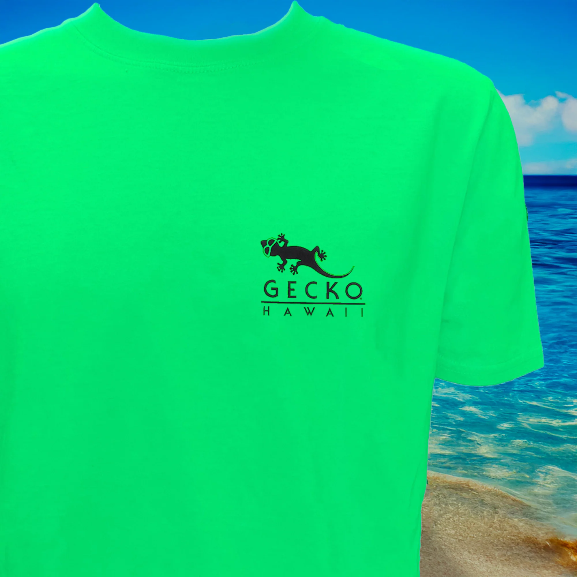 1988 Gecko Surf Wax - 1980's Neon Green Tee - Image 4