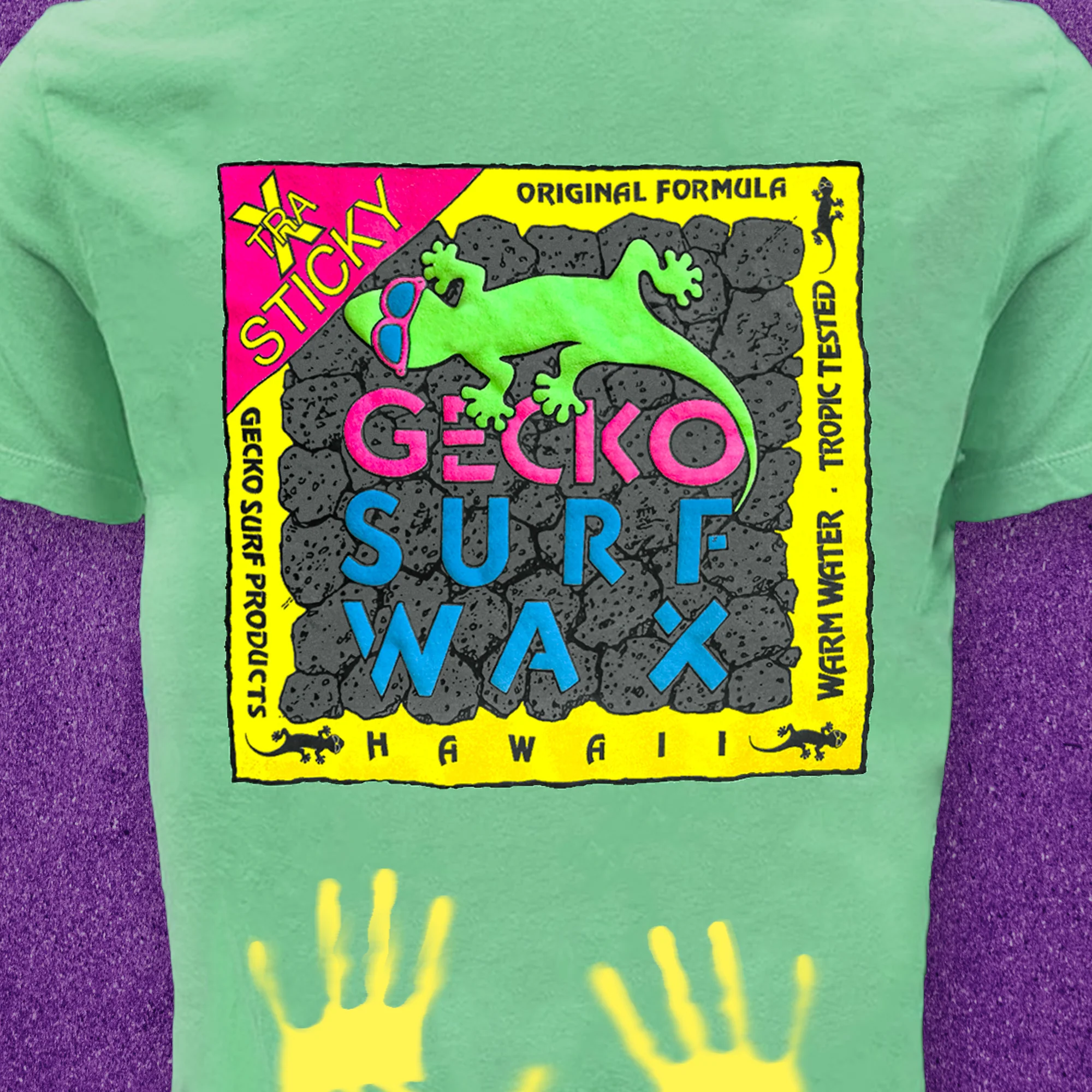 1988 Gecko Surf Wax -  Green to Yellow HyperFlash Tee - Image 5