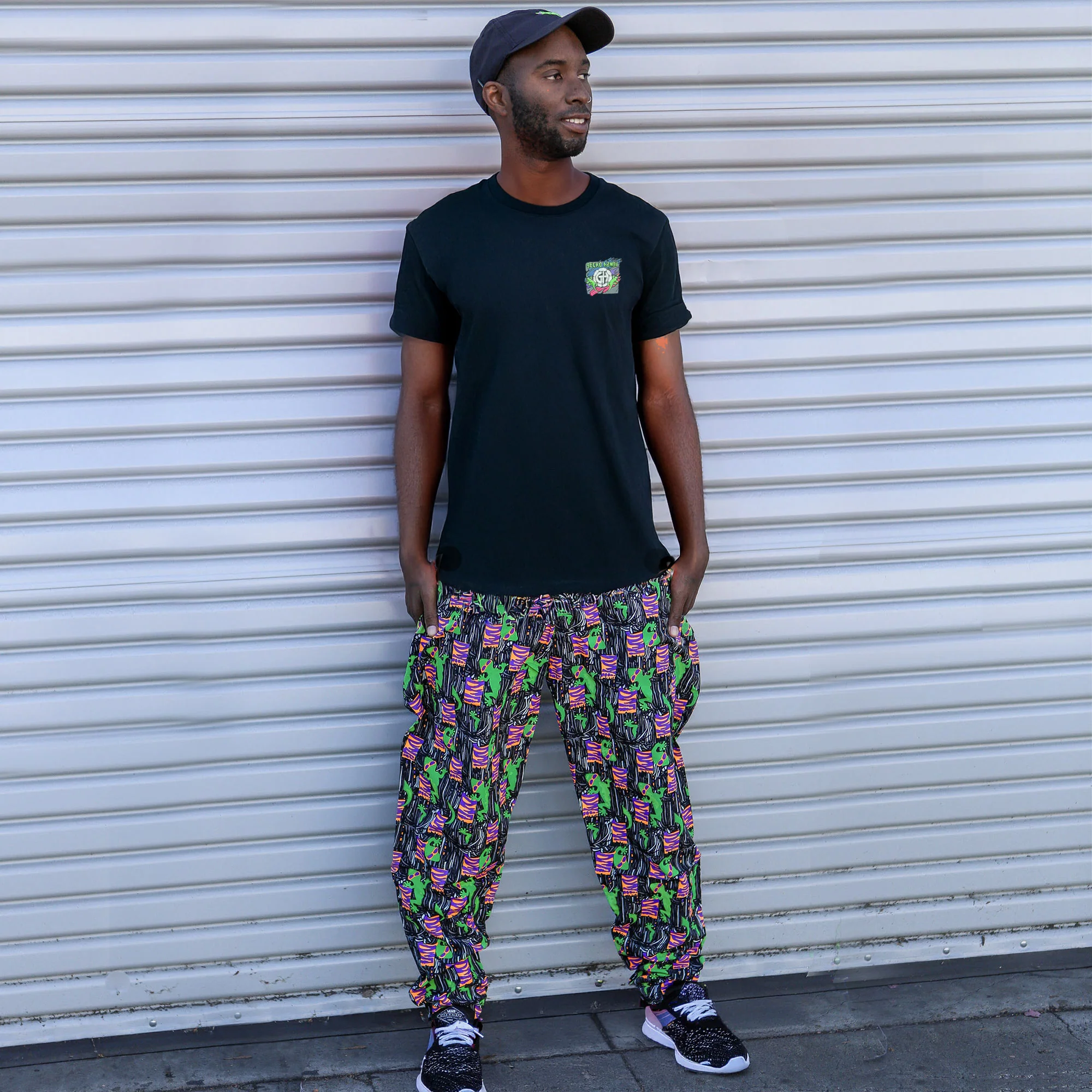 1988 ORIGINAL Cotton Jungle Beach Pants - Black/Orange - Image 2