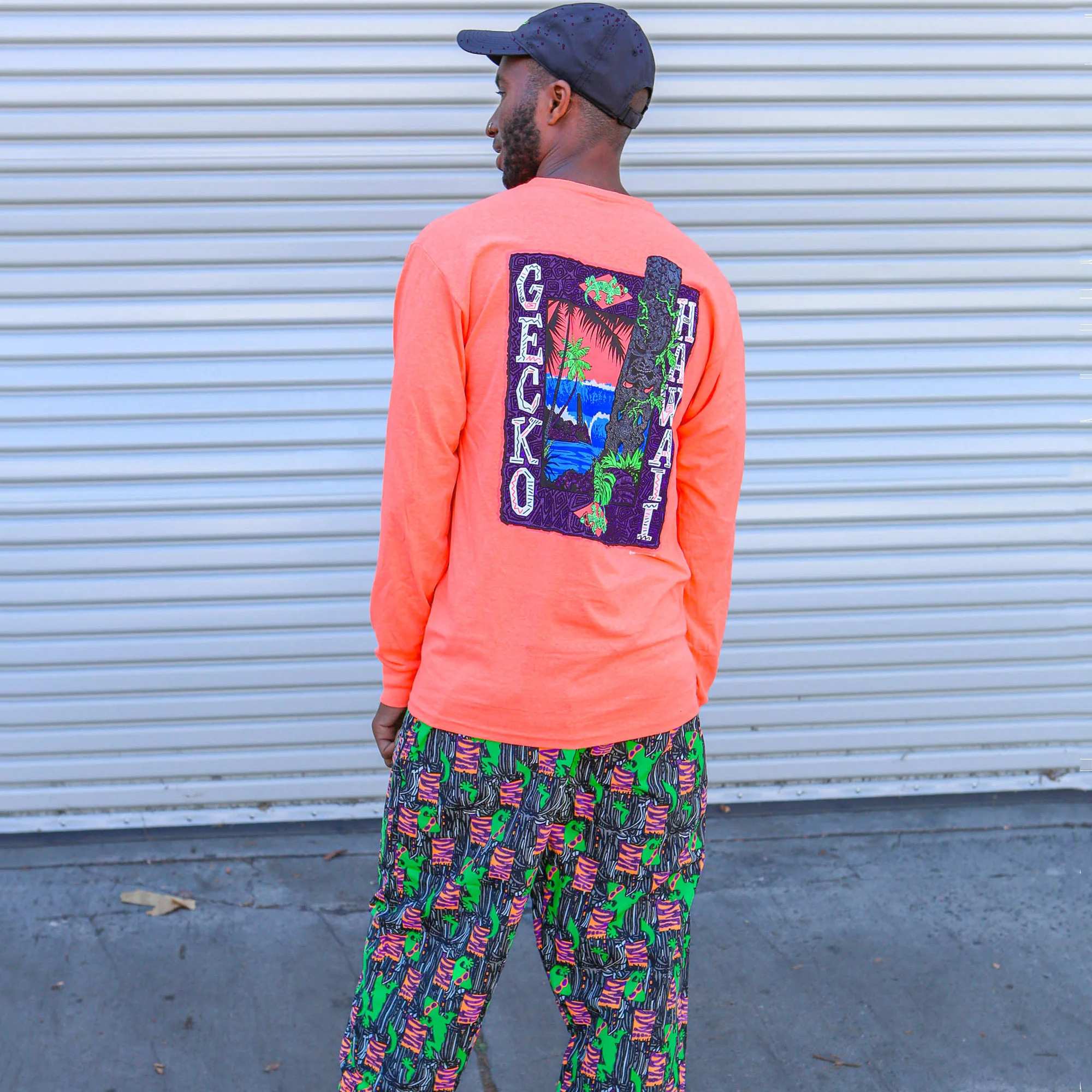 1988 ORIGINAL Cotton Jungle Beach Pants - Black/Orange - Image 4