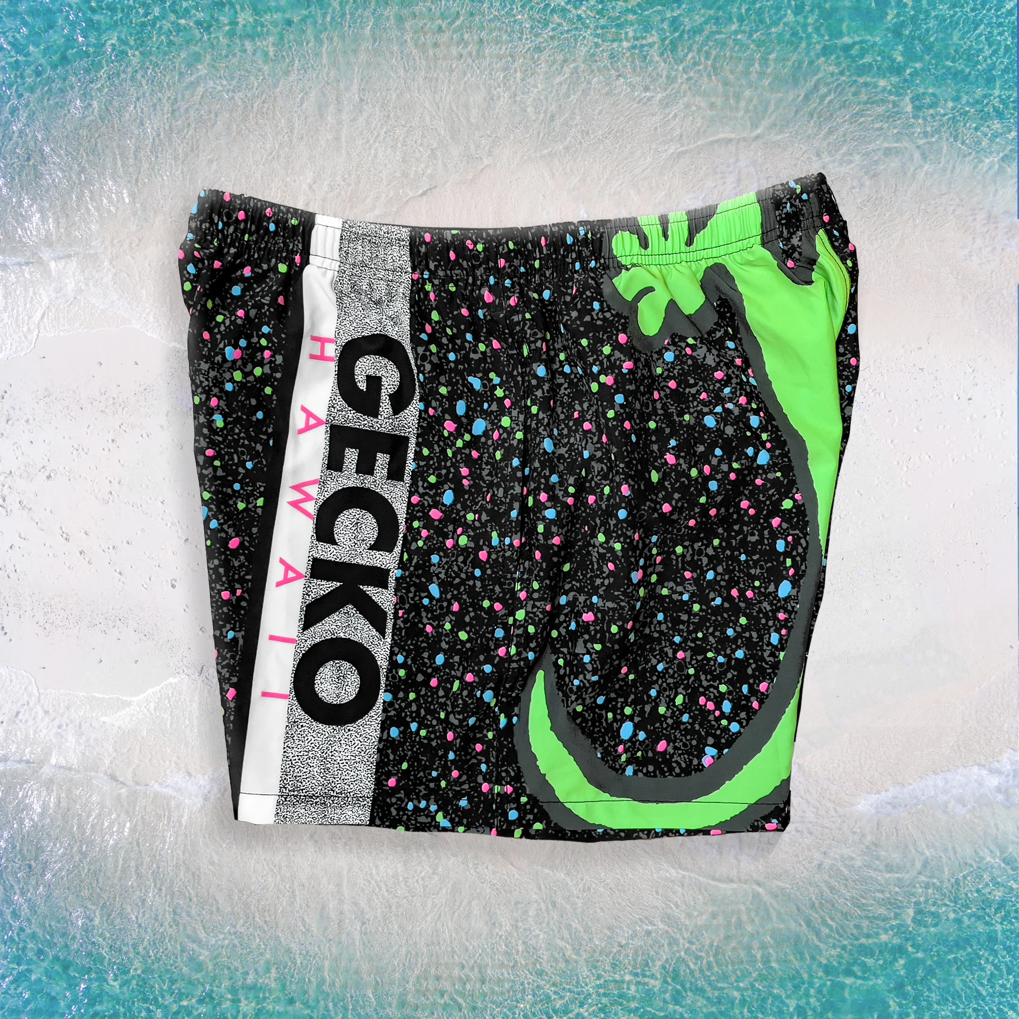 1992 Gecko Splatter Wrap Black Multiverse Volley Shorts - Image 4