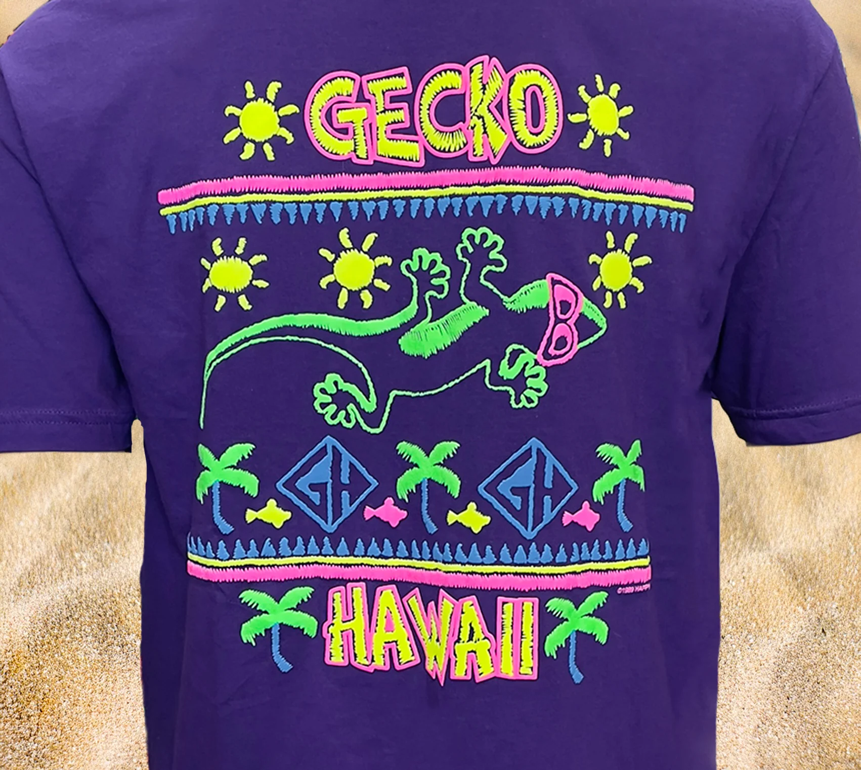 1989 Gecko Stitchwave - Purple Beach Tee - Image 3