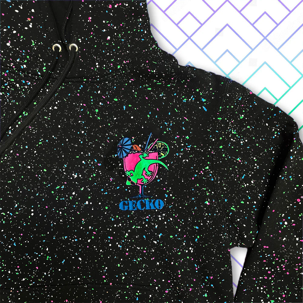 1989 Glow-In-The-Dark Splatter Hoodie - Gecko Cocktail Club - Image 5