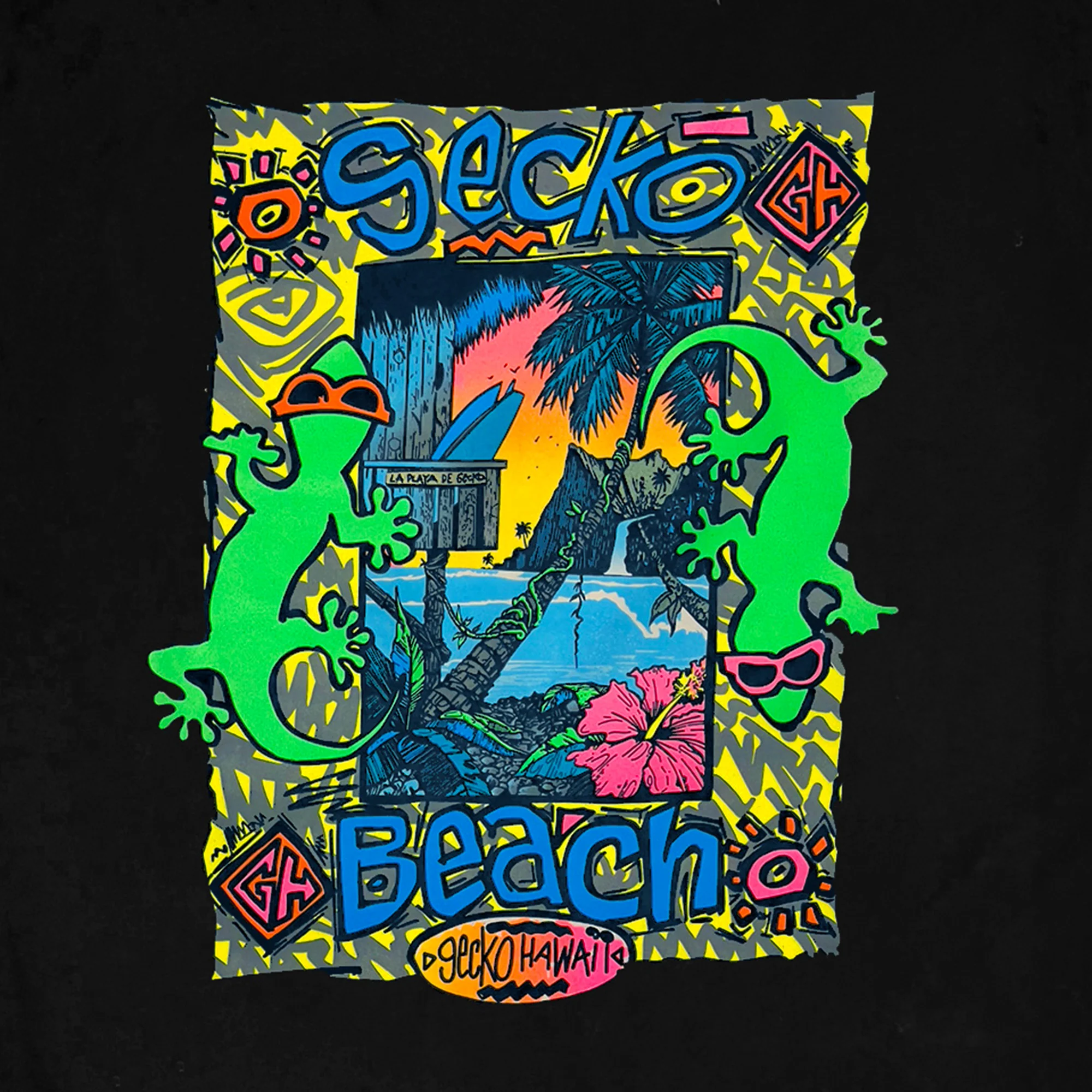 1989 Iconic Surf Tee - Gecko Beach Re-Issue Black V2 - Image 3
