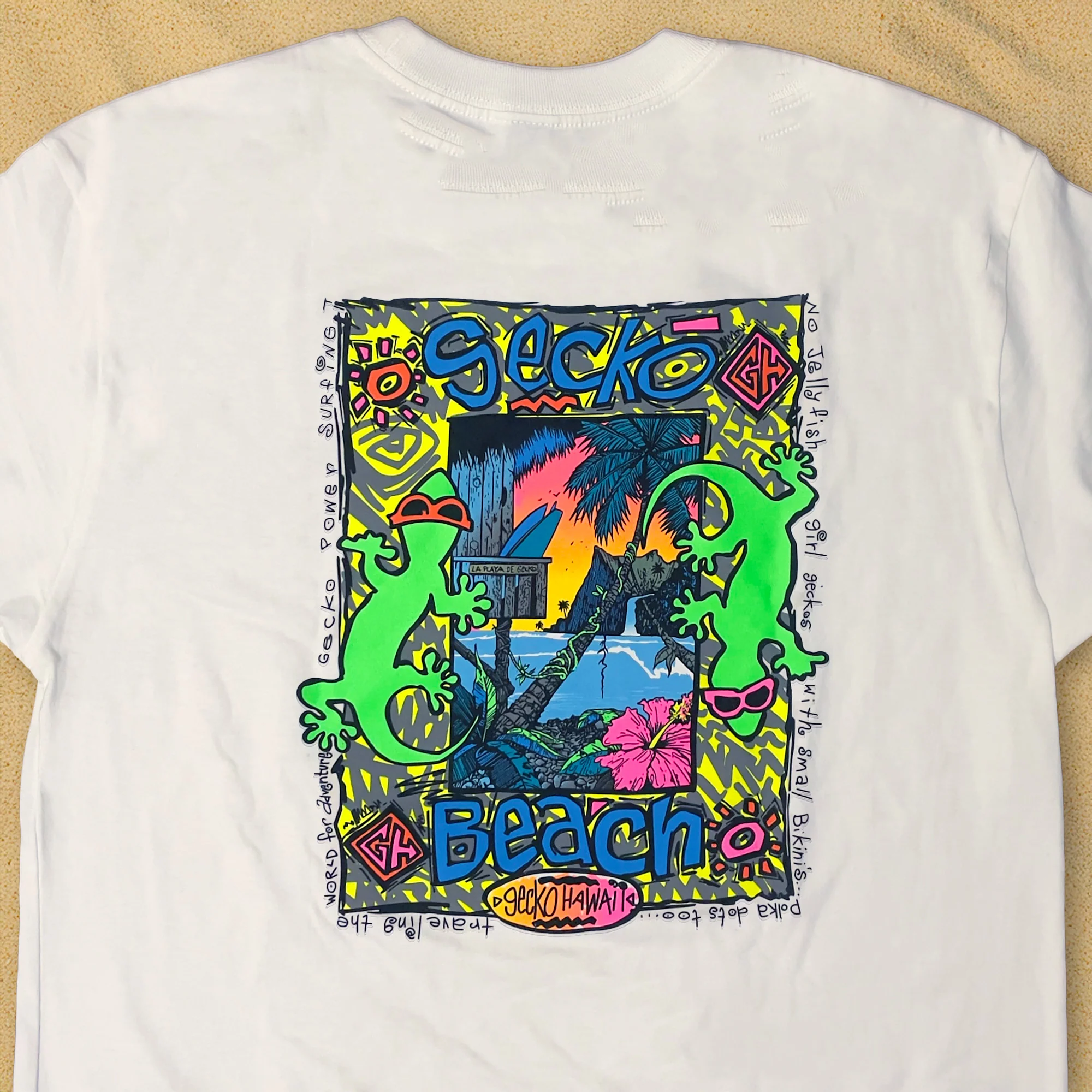 1989 Iconic Surf Tee - Gecko Beach Re-Issue White V2 - Image 5