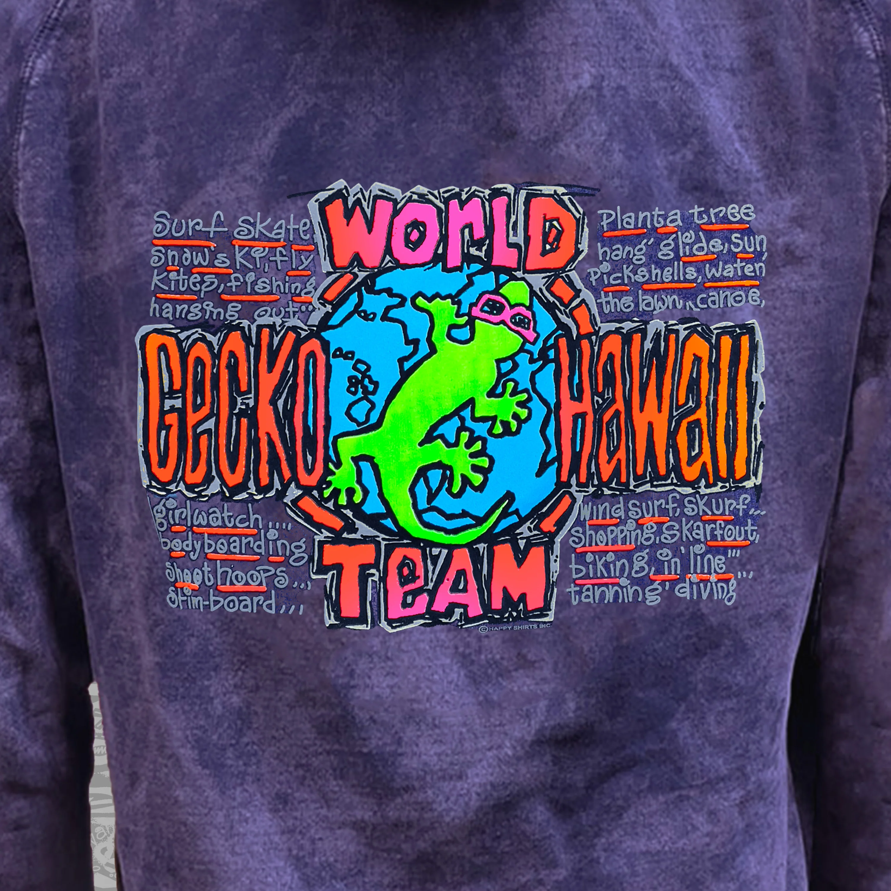 1989 Purple Acid Wash Gecko World Hoodie - Image 7