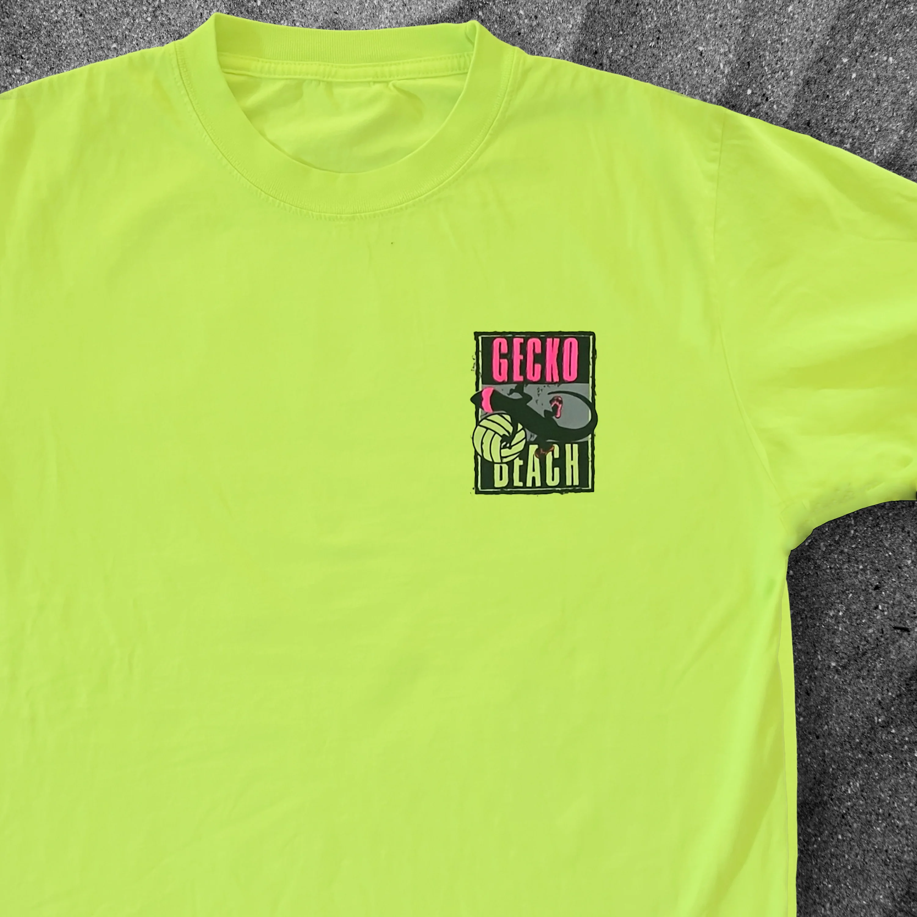 1989 Renegade Beach - Gecko Bootleg 4 - 1980's Neon Lemondade Tee - Image 3