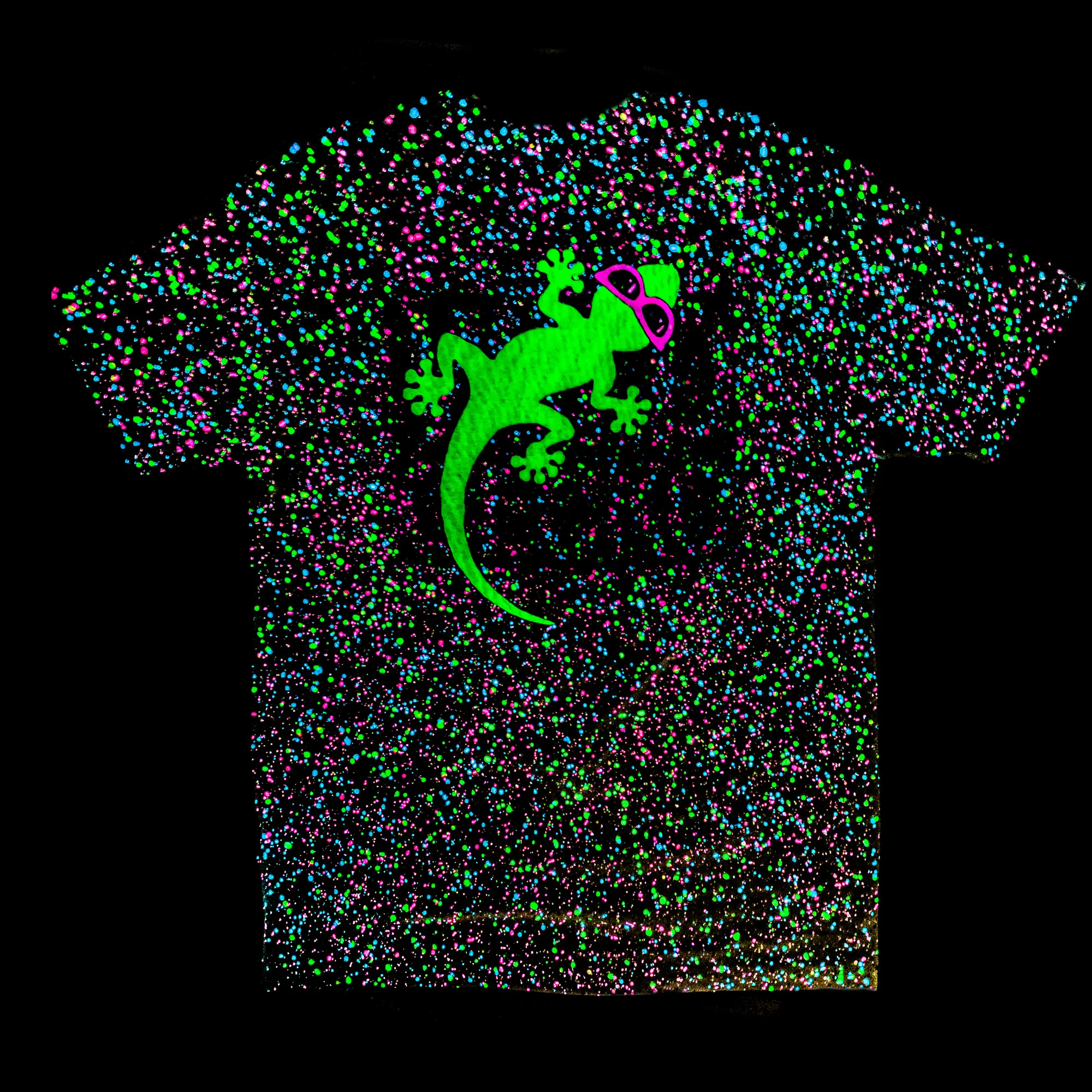 1990 Wild Gecko - Secret Glow In The Dark Splatter Bone Tee - Image 2