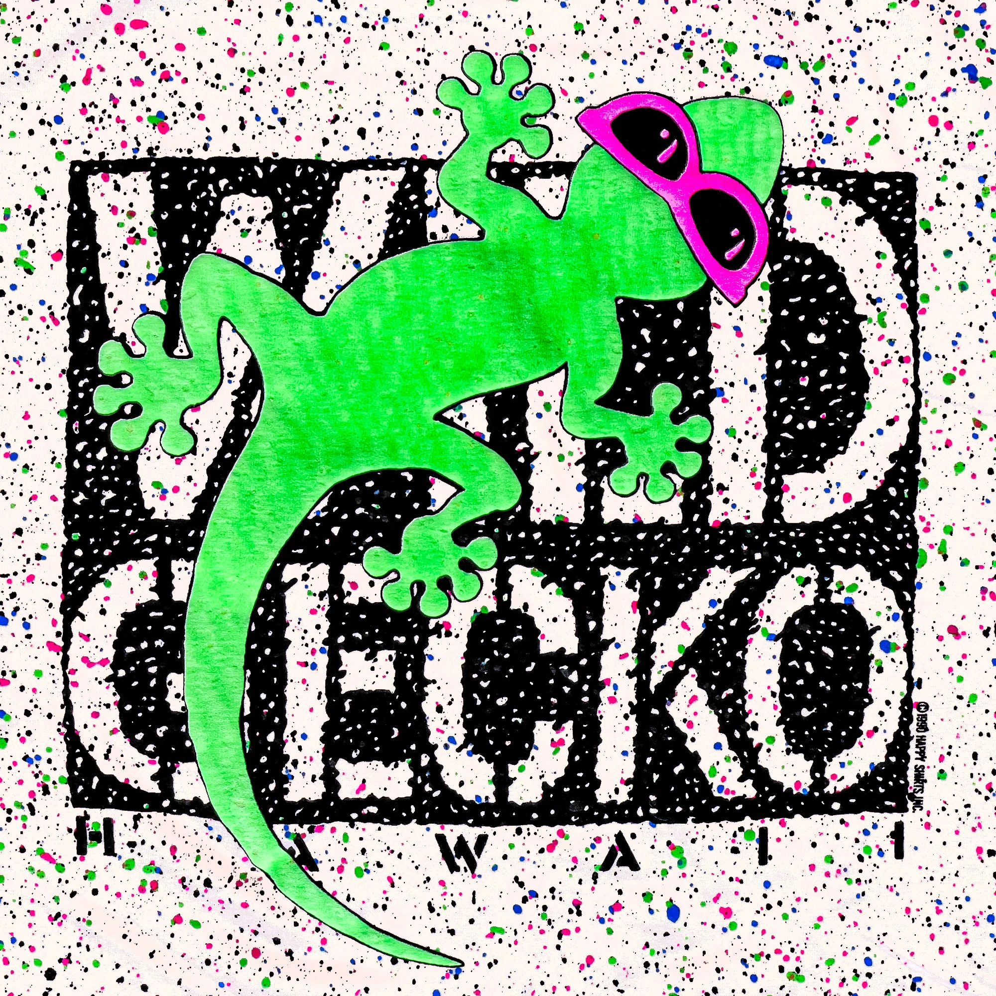 1990 Wild Gecko - Secret Glow In The Dark Splatter Bone Tee - Image 4