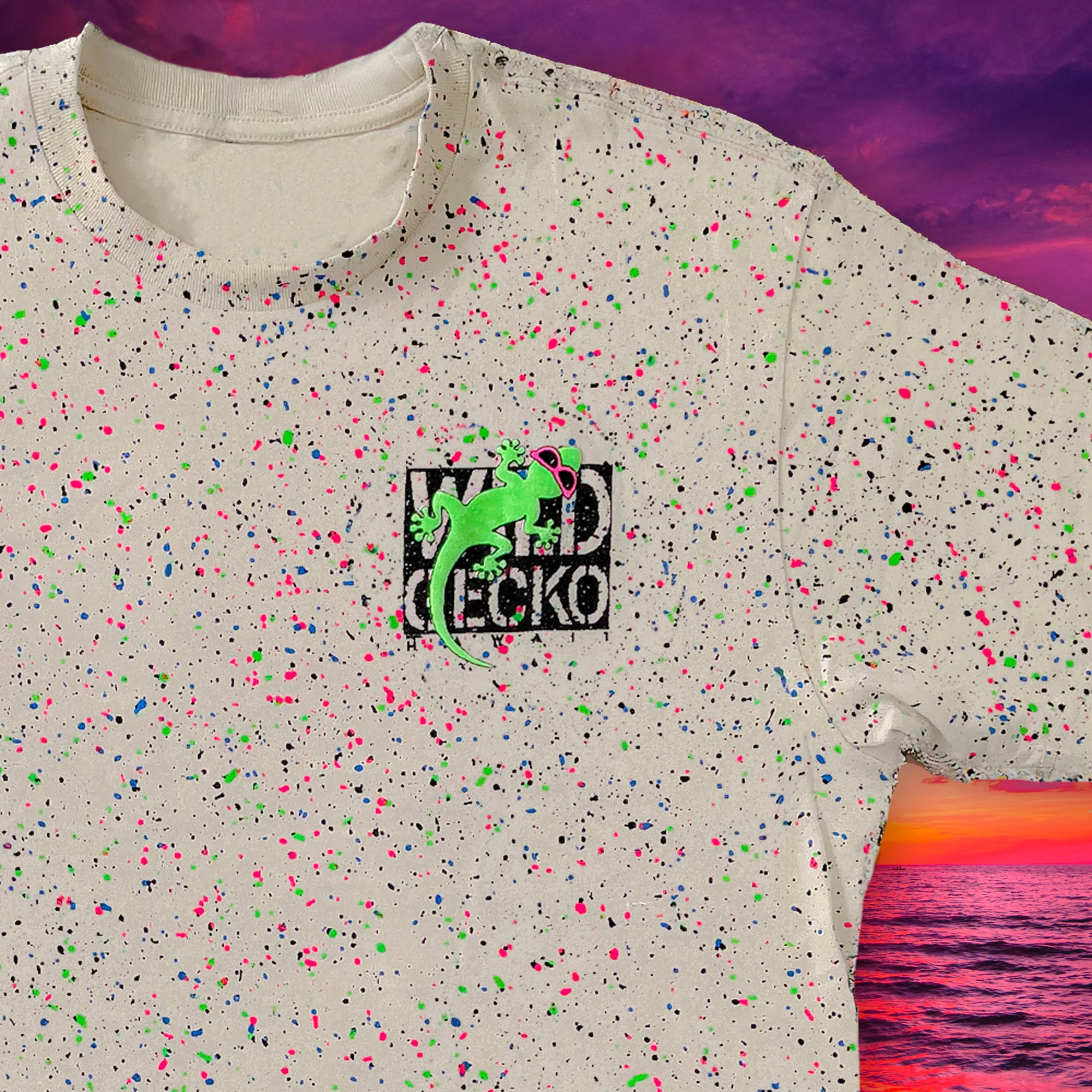 1990 Wild Gecko - Secret Glow In The Dark Splatter Bone Tee - Image 6