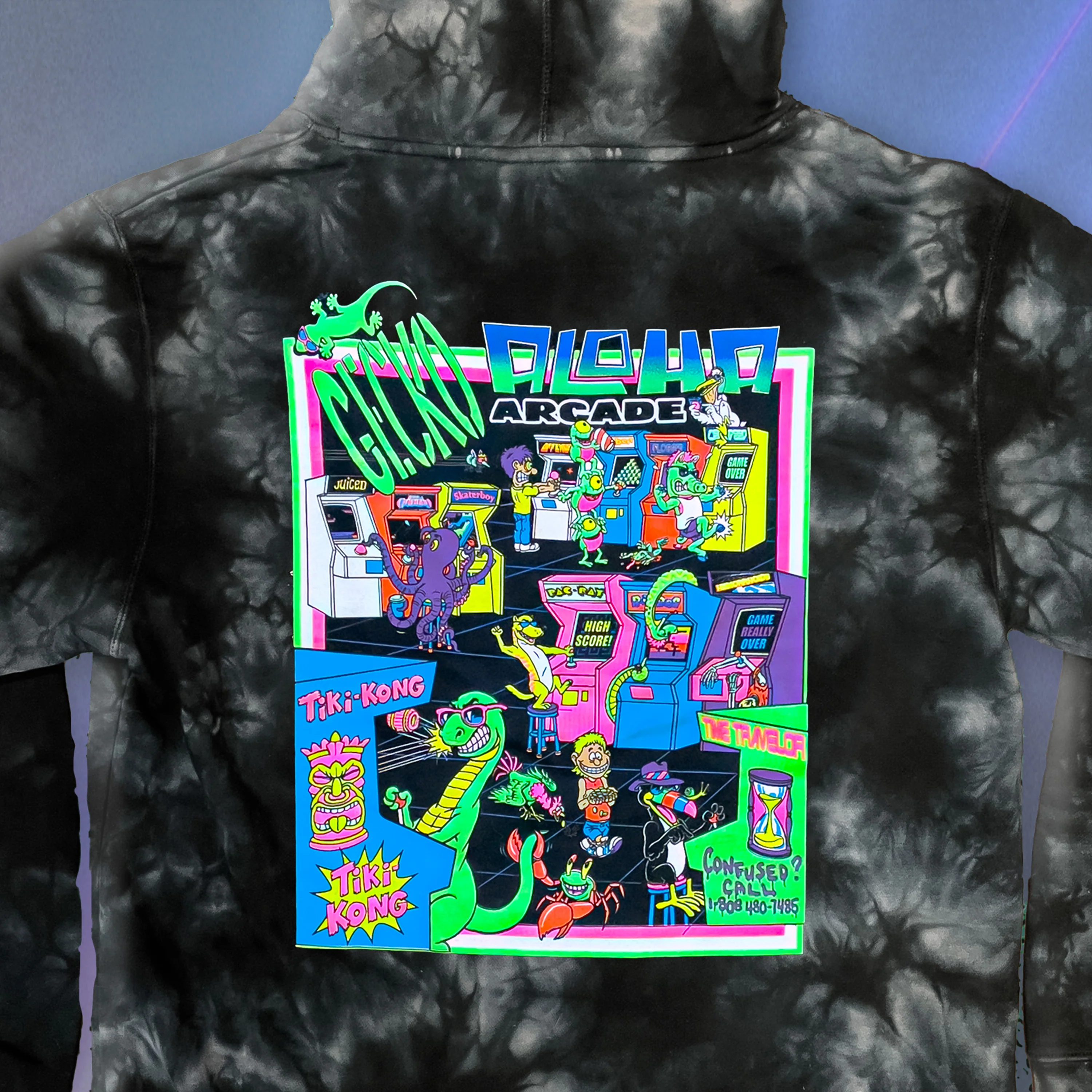 Aloha Arcade Black Tie-Dye Hoodie - Image 4