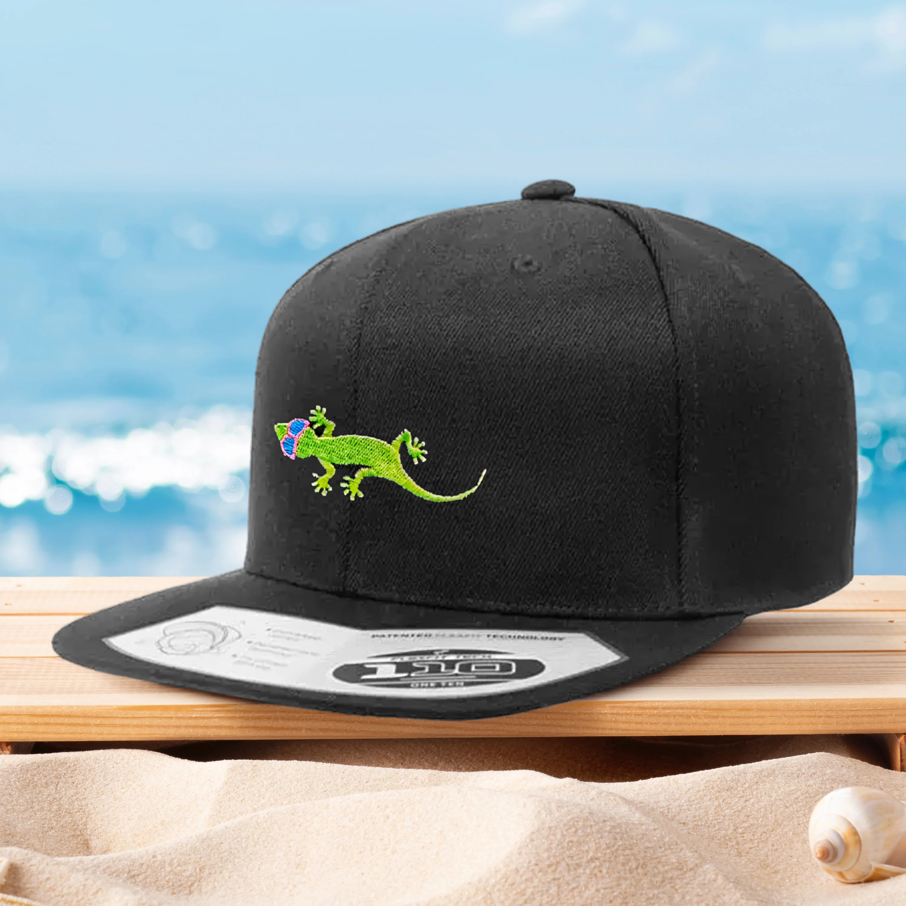 Gecko Hawaii Black Flexfit 110 Hat - Image 3