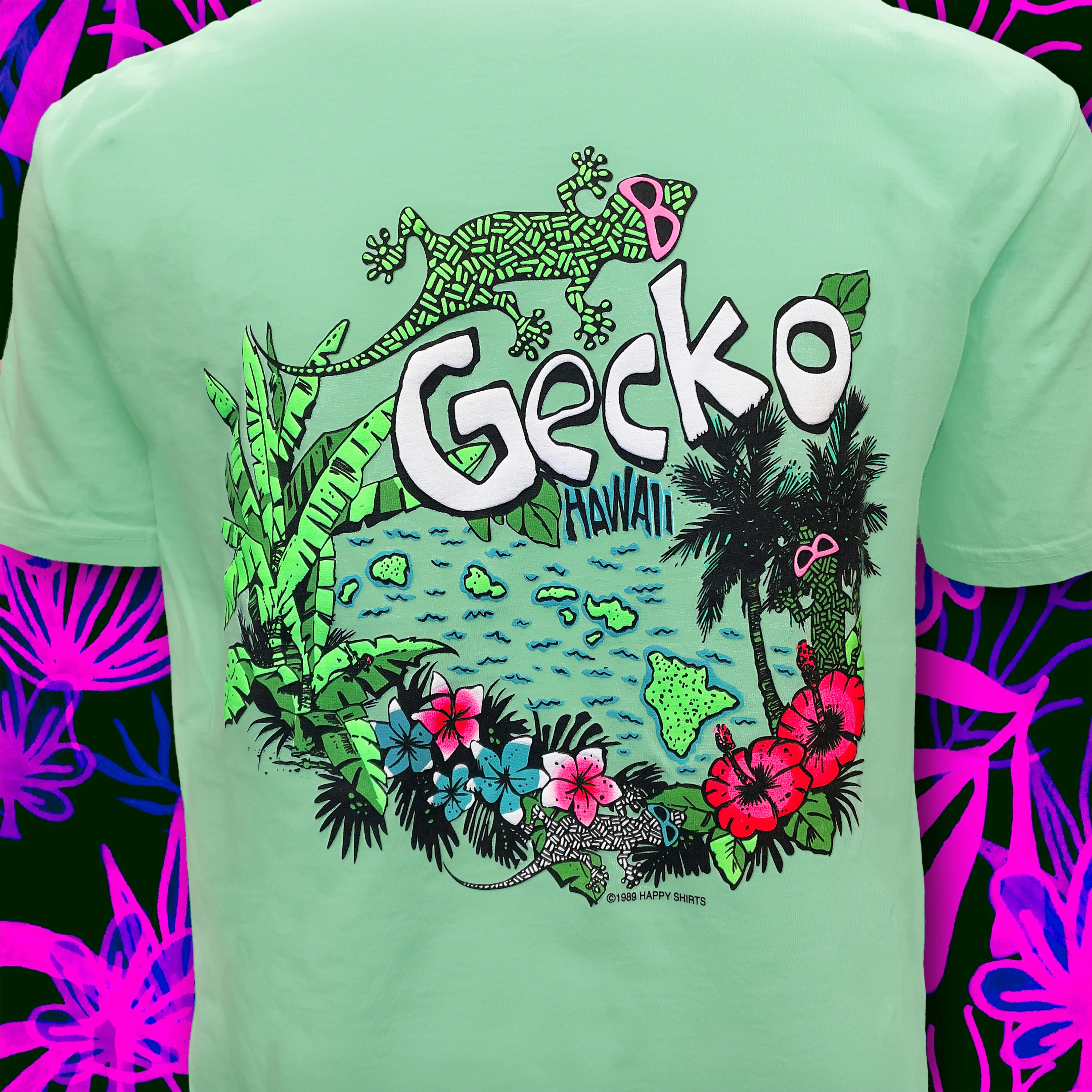 Gecko Hawaiian Islands - 1980's Mint Pigment Dyed Tee - Image 5