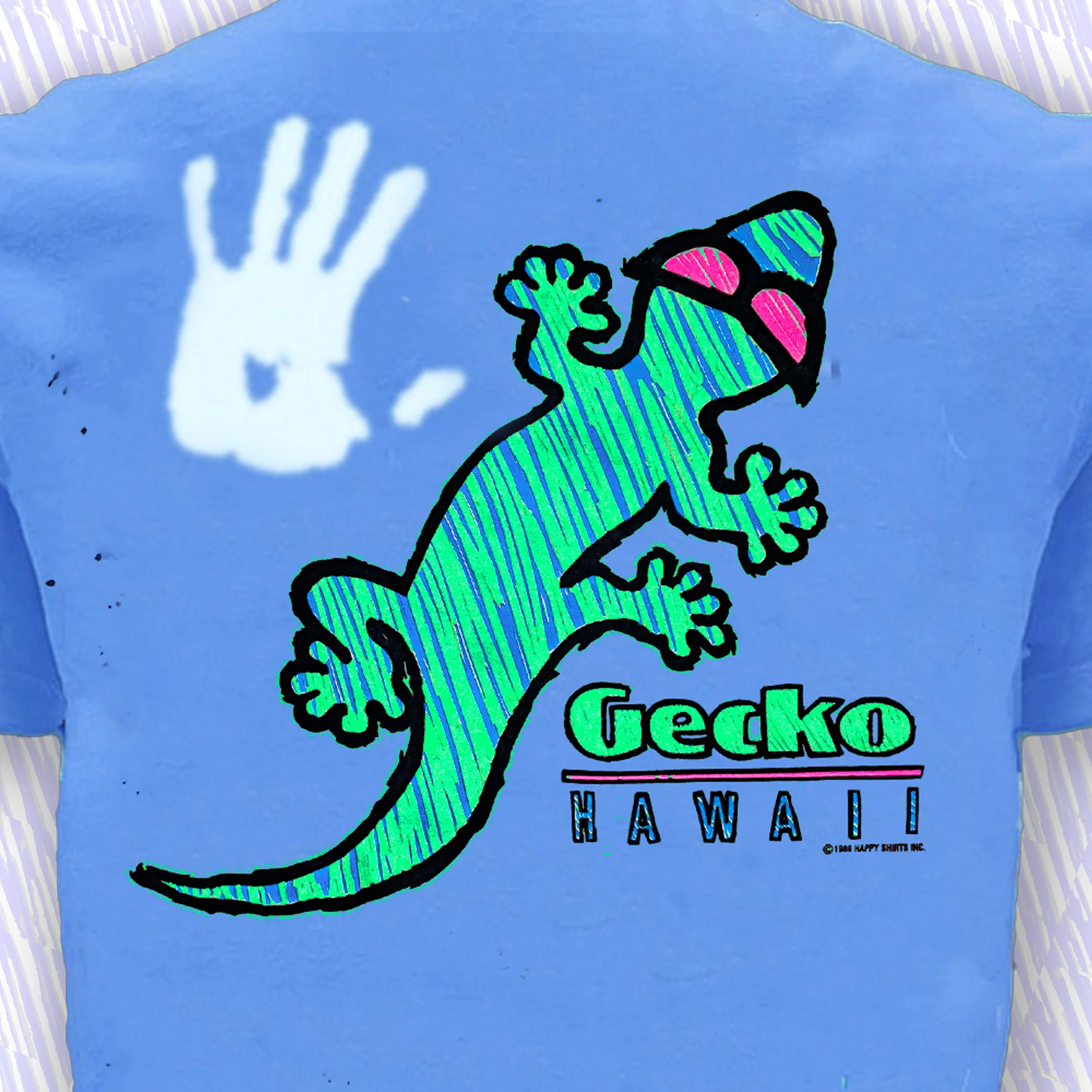 Gecko High Lighter - 1980's Blue Hyperflash T-Shirt - Image 4