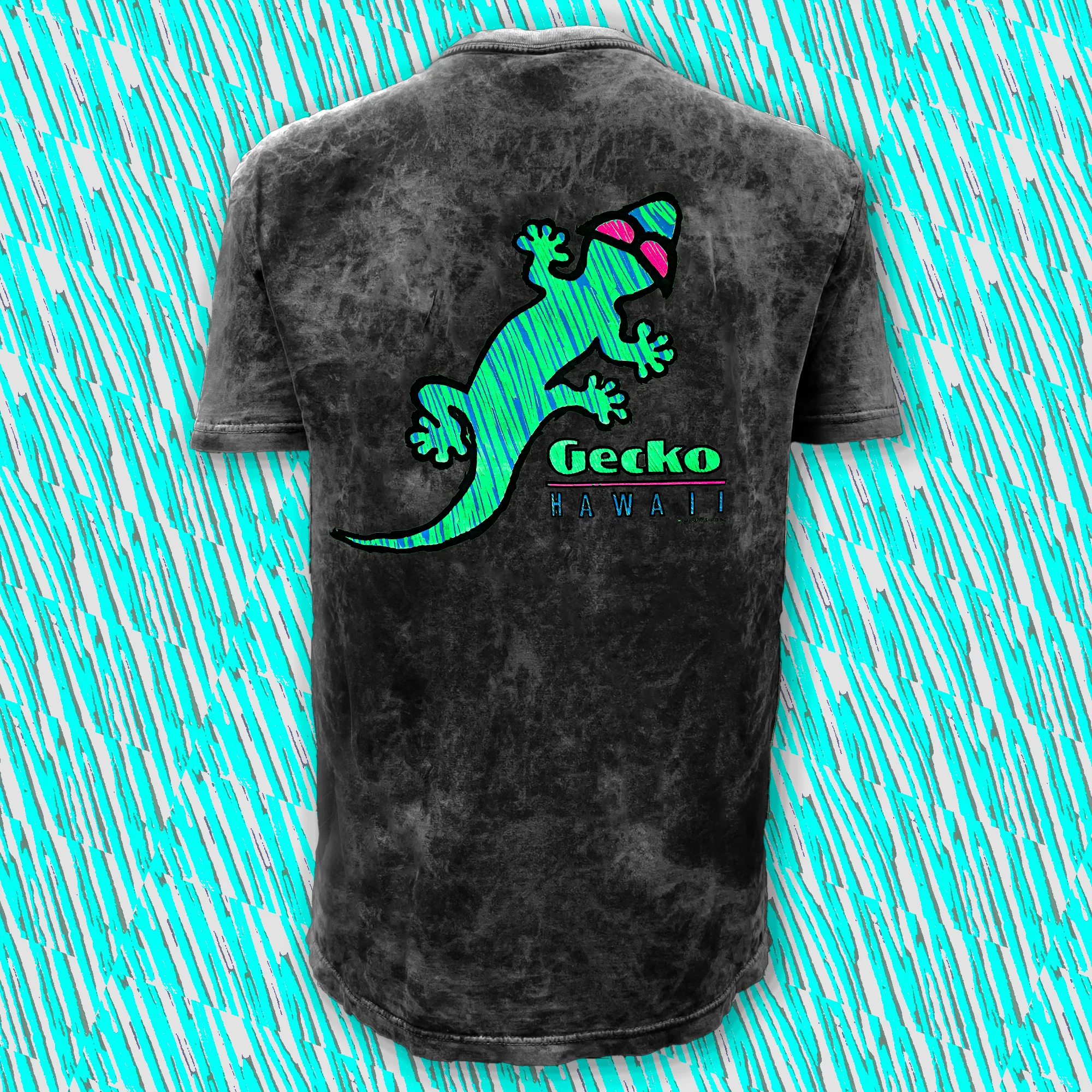 Gecko High Lighter Black Acid Wash Tee - Image 4
