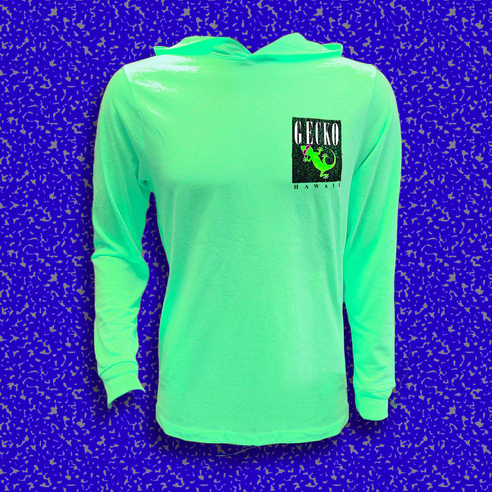 Gecko Marble 1980's Neon Green HoodTEE V2 - Image 2