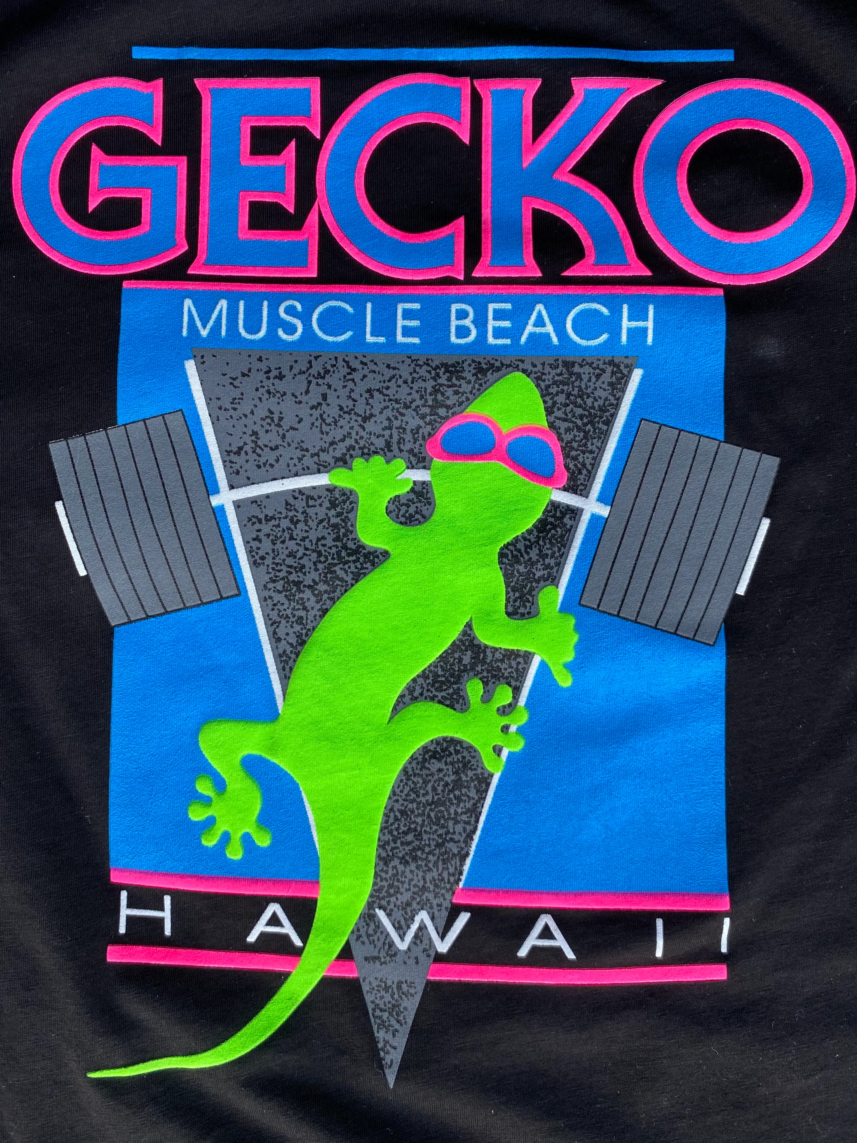 Gecko Muscle Beach Black Cotton Tee - Image 3