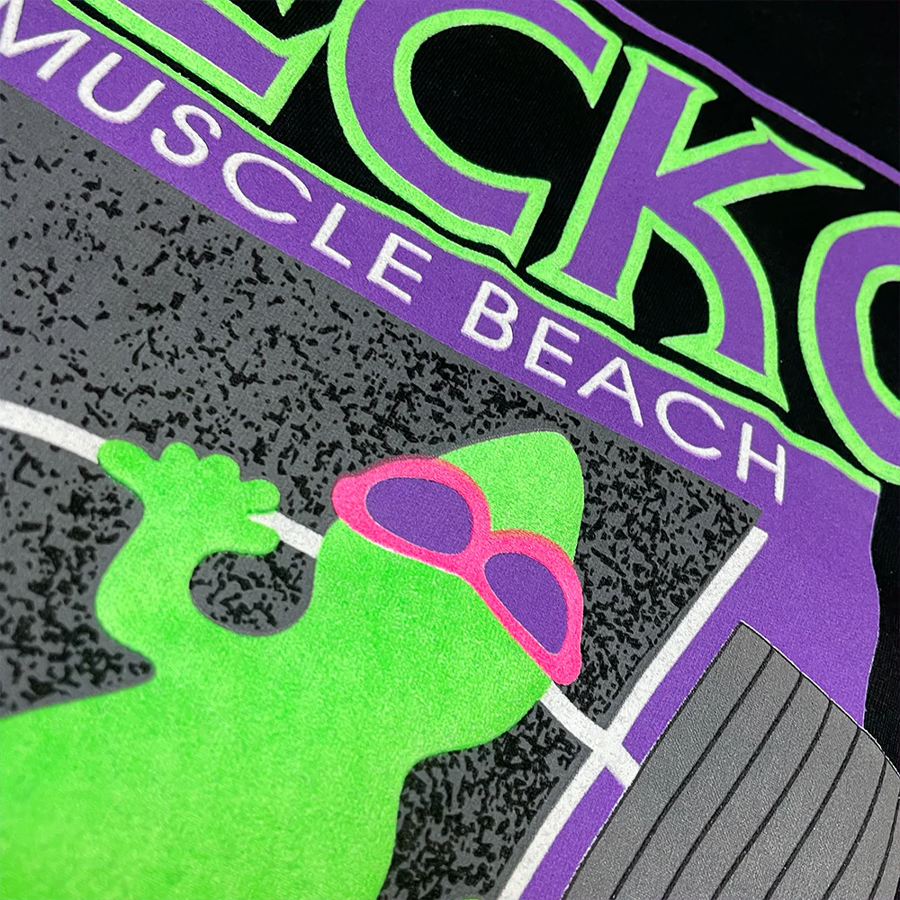 Gecko Muscle Beach V2 1988 Black Tee - Image 7