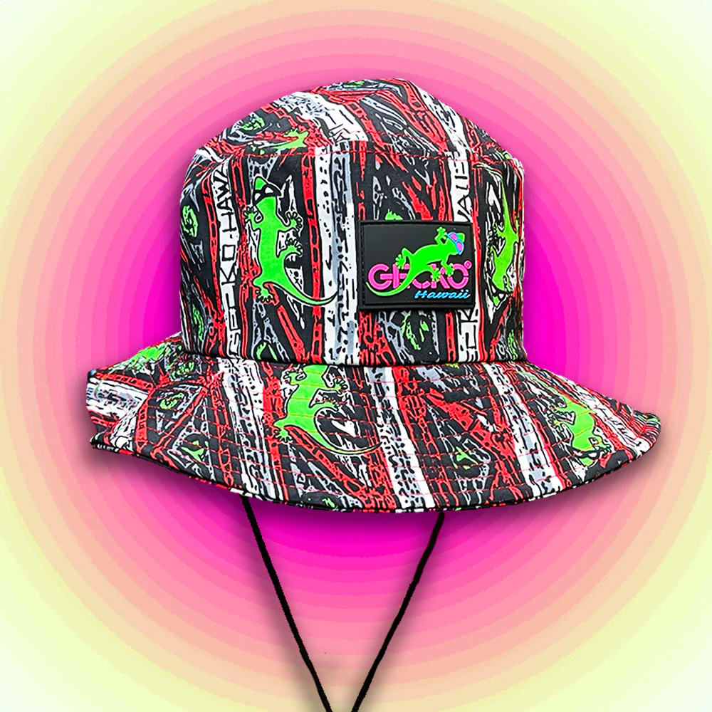 Gecko Red Stripe Boonie / Wide Brimmed Bucket Hat - Image 3