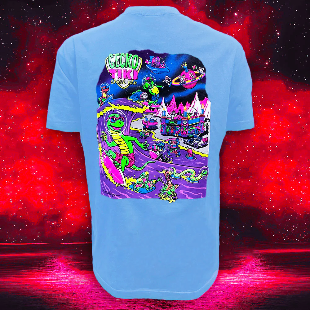 Gecko Space Tiki: 1980's Soft Blue Tee