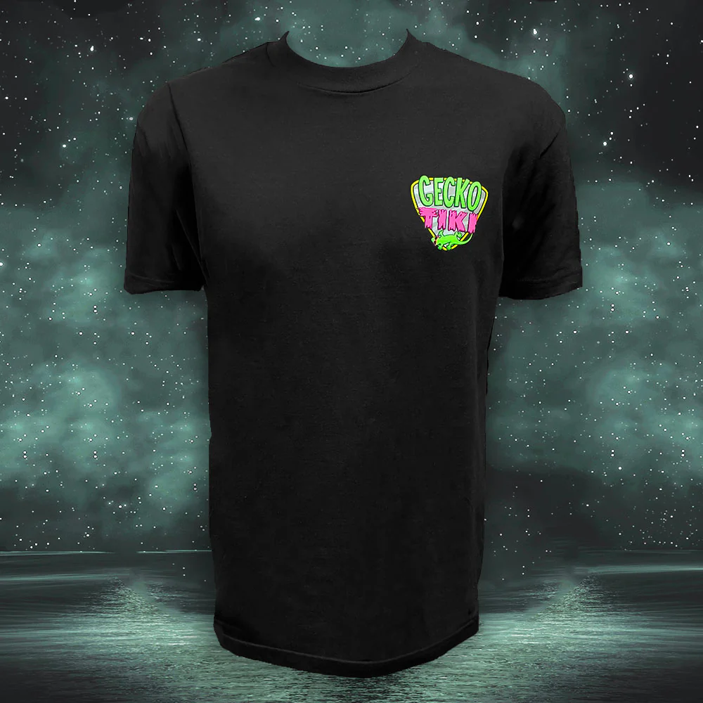 Gecko Space Tiki: Black Beefy Tee - Image 2