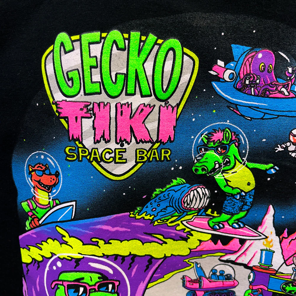 Gecko Space Tiki: Black Beefy Tee - Image 3