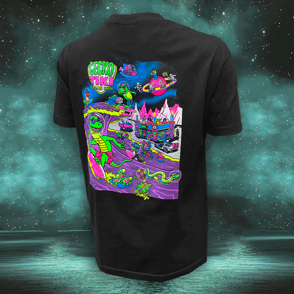 Gecko Space Tiki: Black Beefy Tee - Image 5