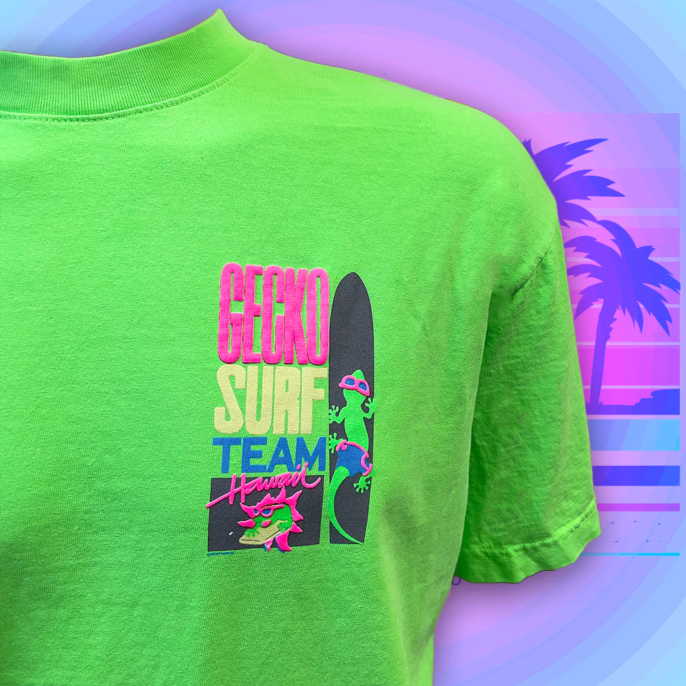 Gecko Surf Team 1989 Neon Green (Single Stitch) - Image 2