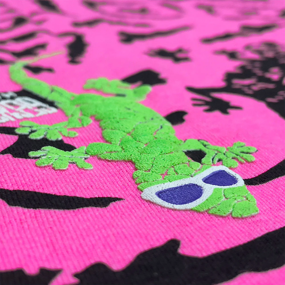 Gecko Swirl All Over Hot Pink Tee - Image 3
