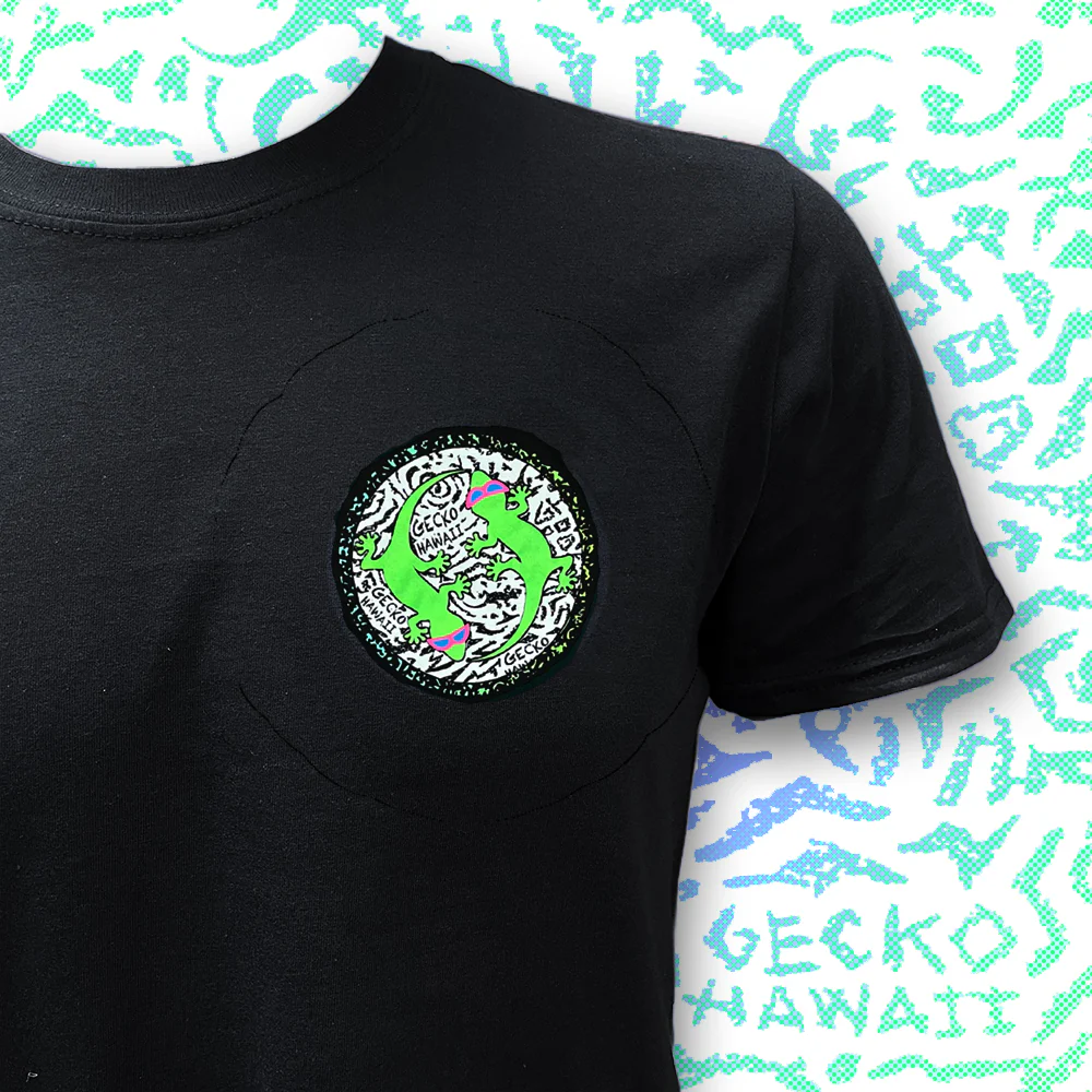 Gecko Swirl V2 - Black Cotton Tee - Image 2