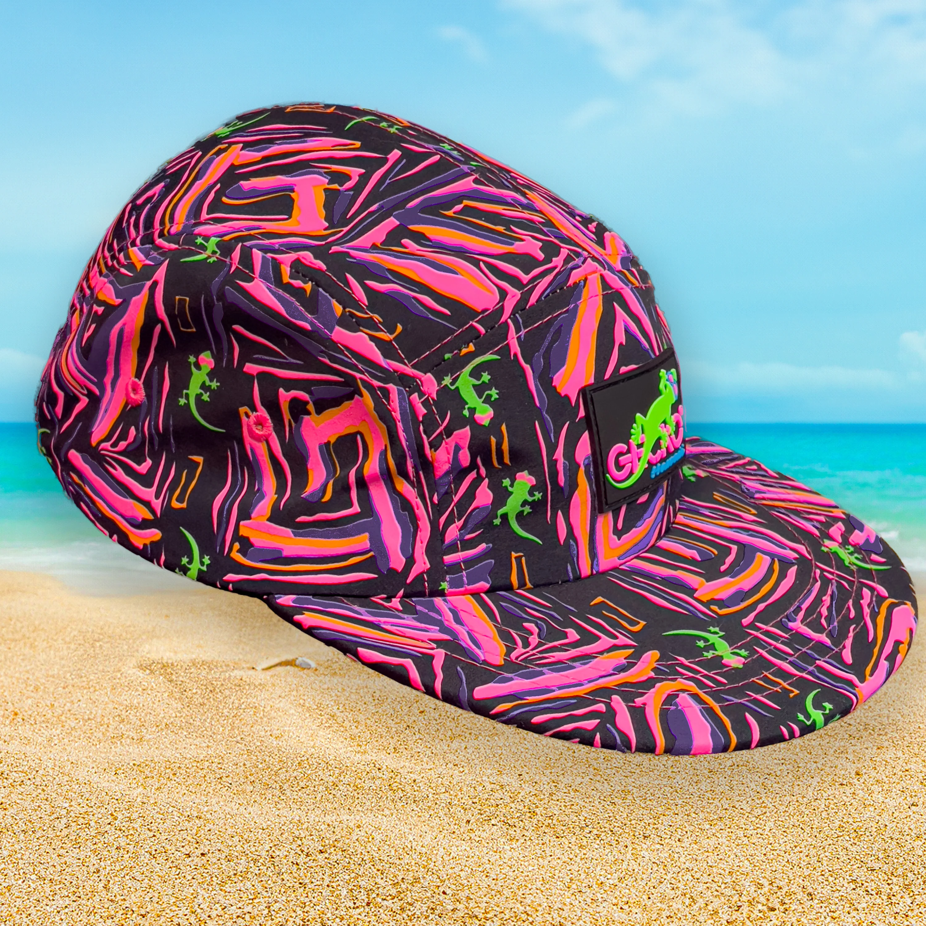 Gecko Volcanic Multi 5 Panel Throwback Hat - Image 3