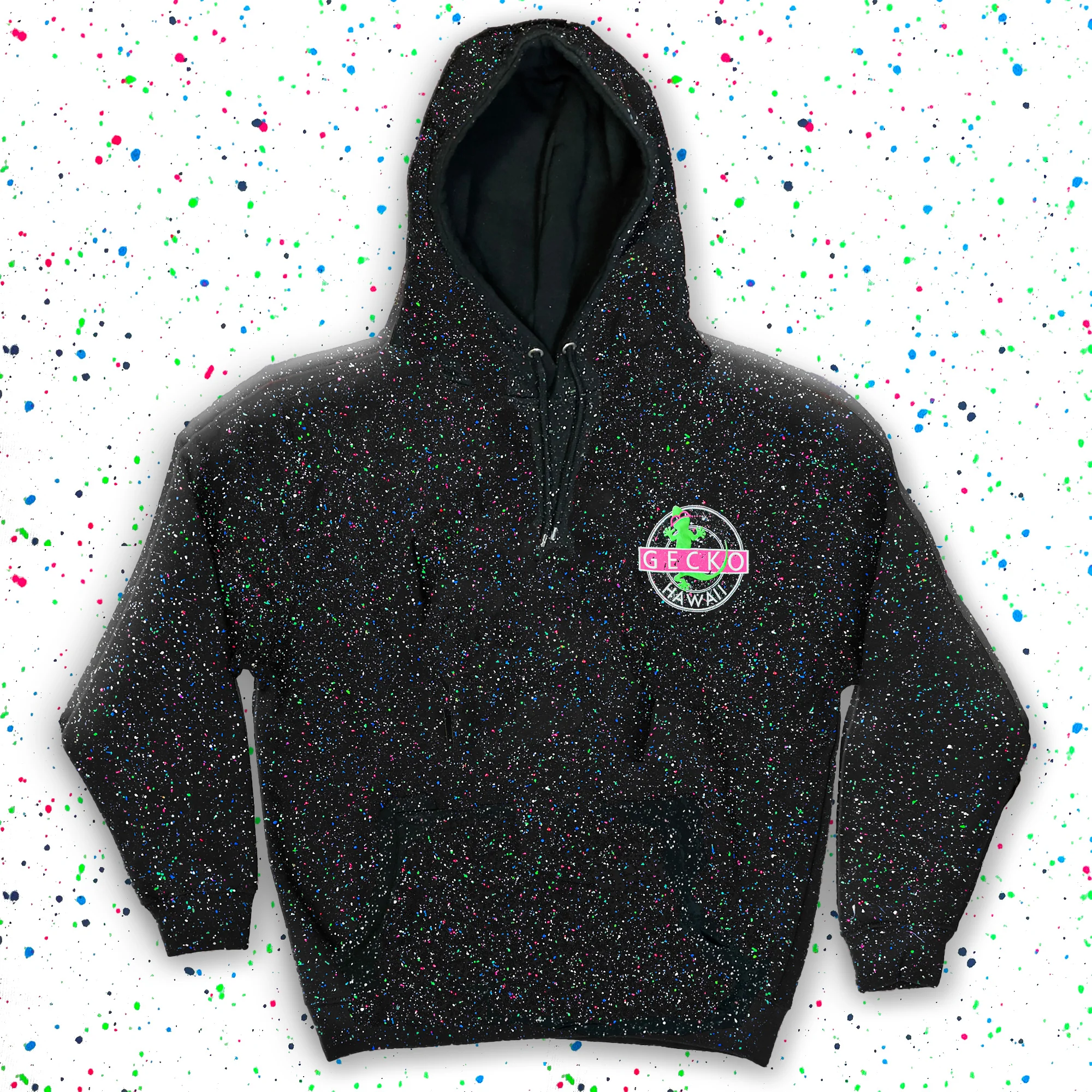 Glow In The Dark Splatter Gecko Vinyl Hoodie - Image 2