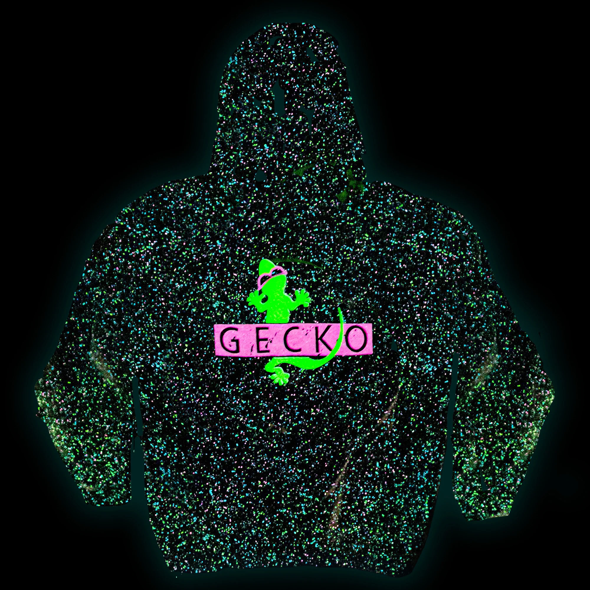 Glow In The Dark Splatter Gecko Vinyl Hoodie - Image 3