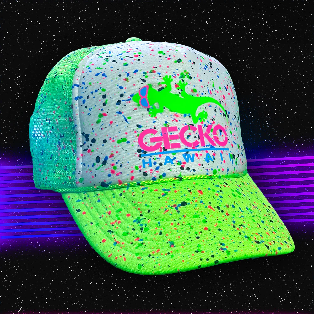 Glow-In-The-Dark Splatter Neon Green Trucker Hat (Limited 2025 Edition)