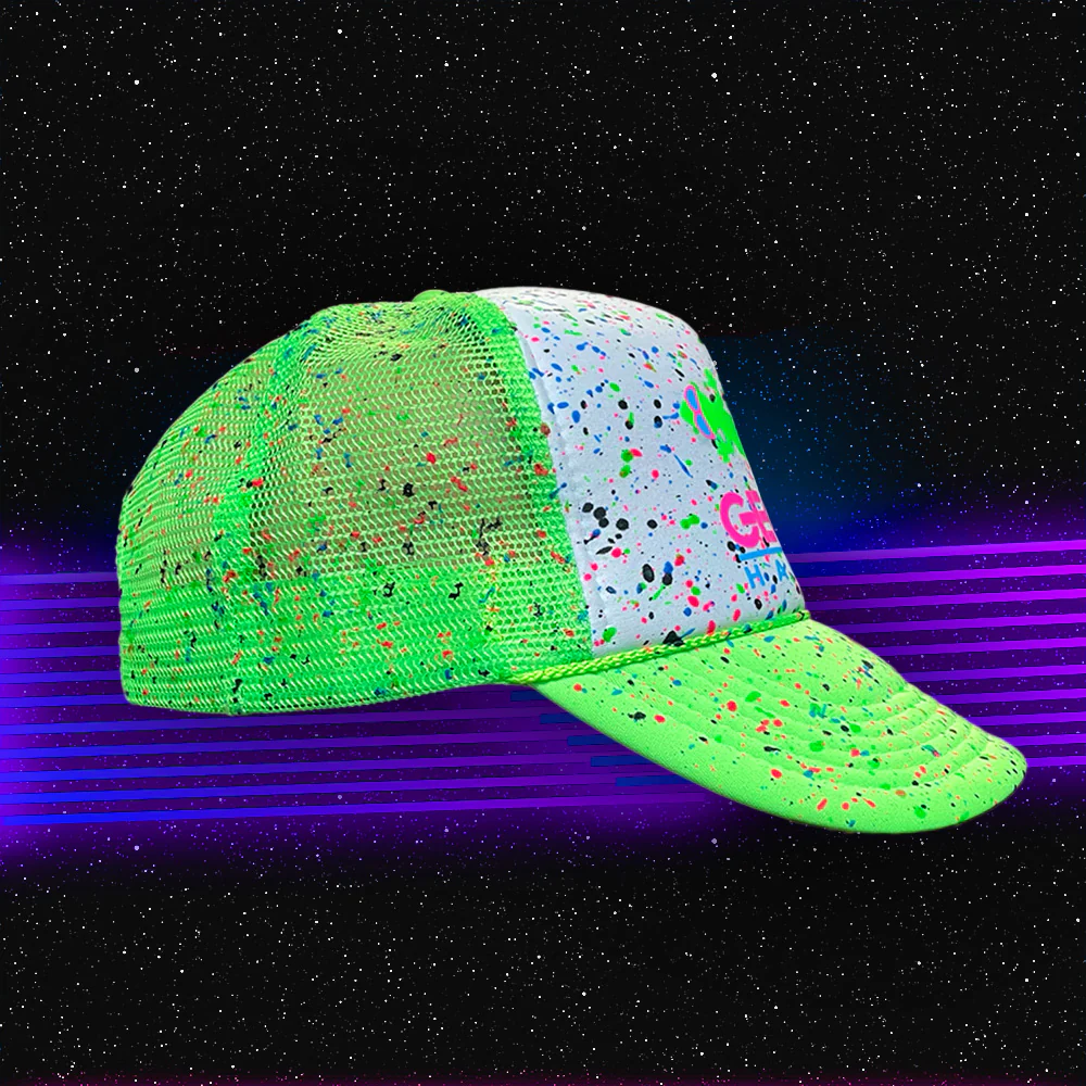 Glow-In-The-Dark Splatter Neon Green Trucker Hat (Limited 2025 Edition) - Image 3