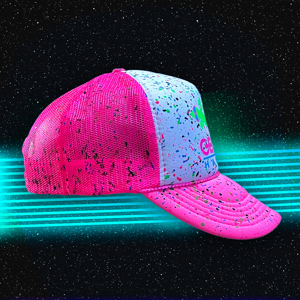 Glow-In-The-Dark Splatter Neon Pink Trucker Hat (LIMITED) - Image 3
