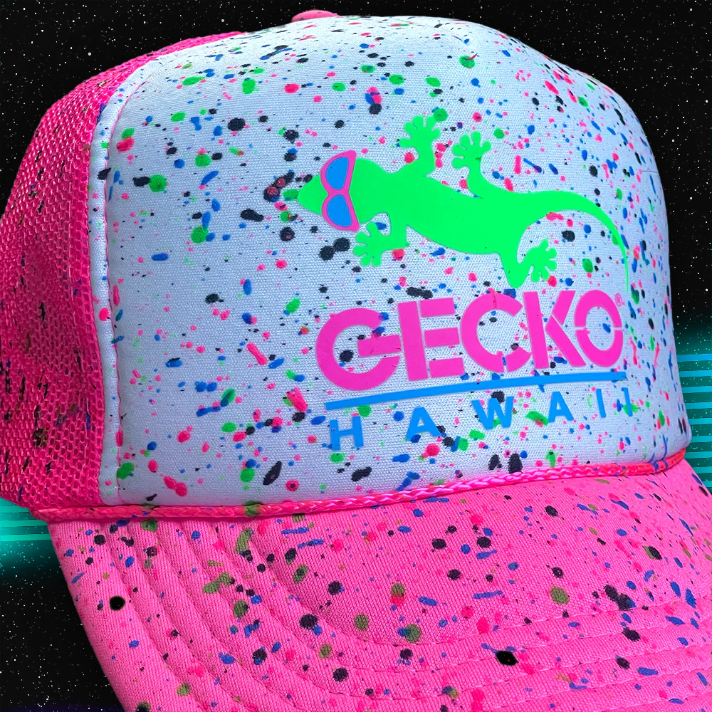Glow-In-The-Dark Splatter Neon Pink Trucker Hat (LIMITED) - Image 5