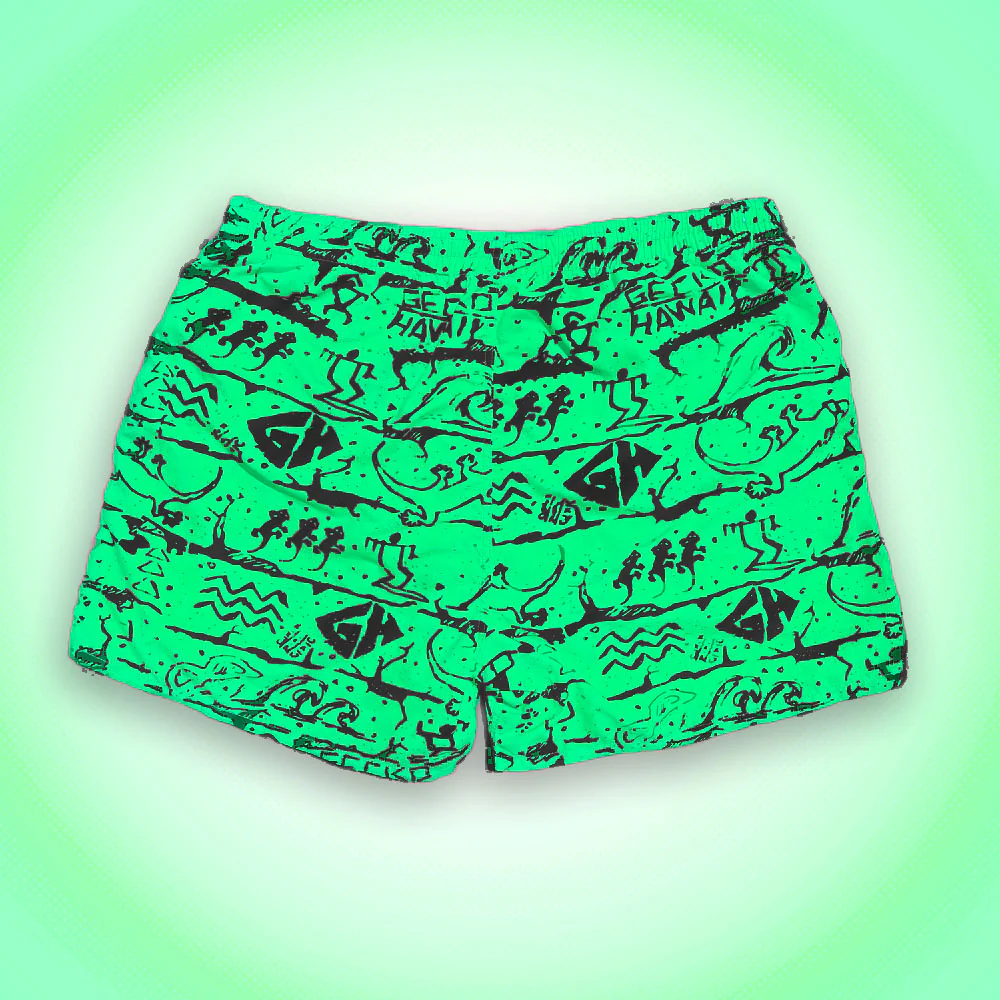 Iconic Gecko Wall Neon Green Volley Shorts - Image 5