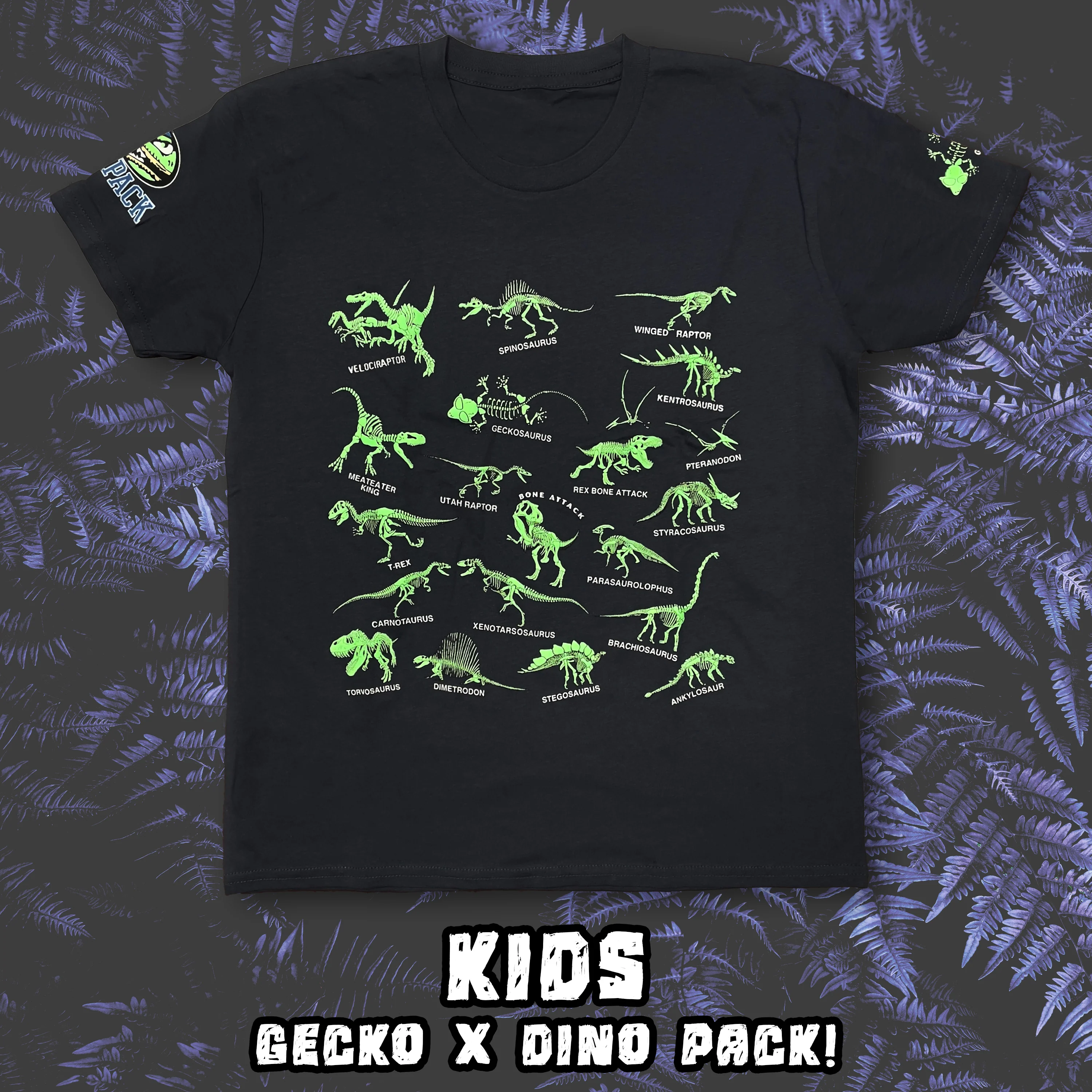 KIDS - '93 Dino Pack X Gecko Black Tee