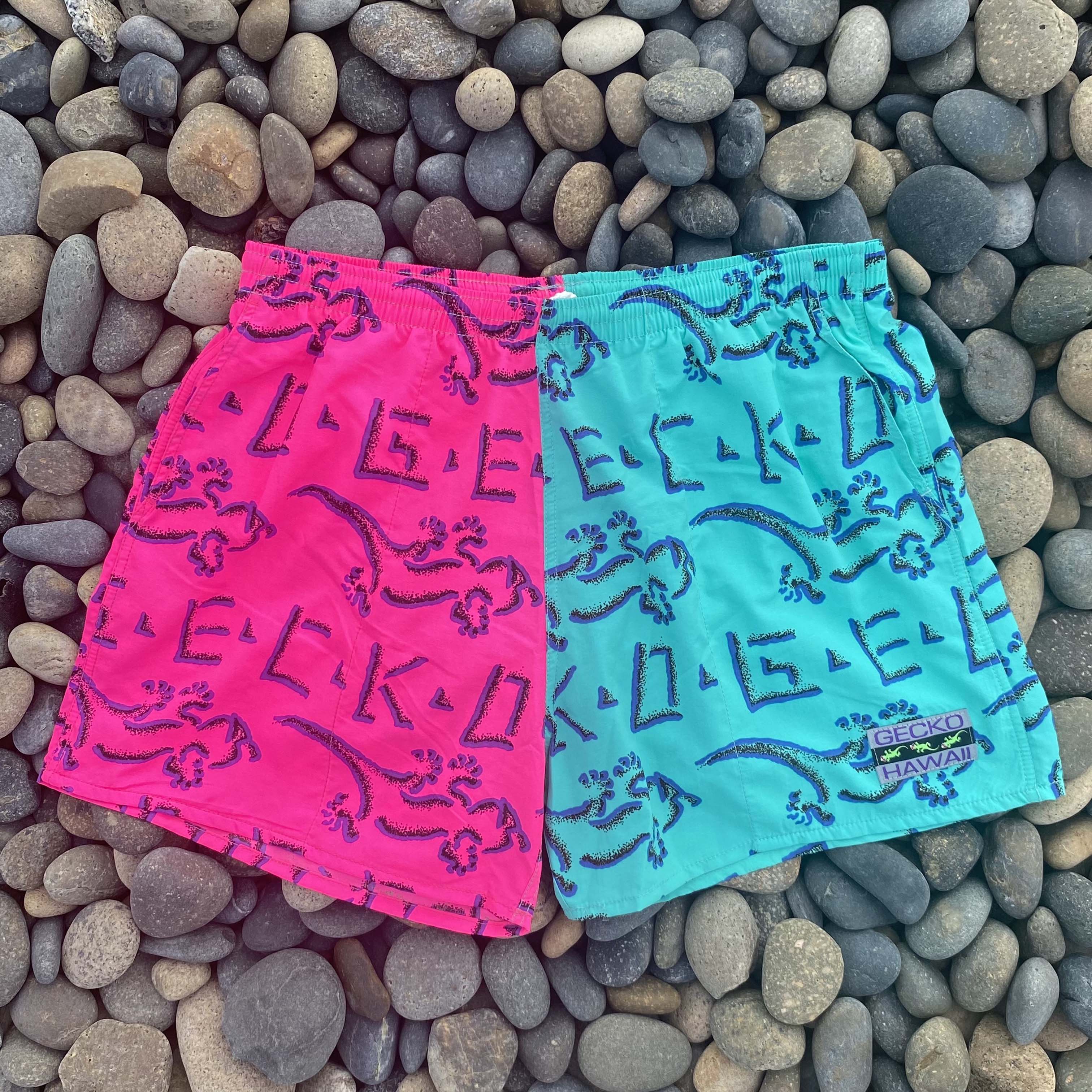 Original Neon Mint/Pink Split Petro Volley Shorts - Image 3