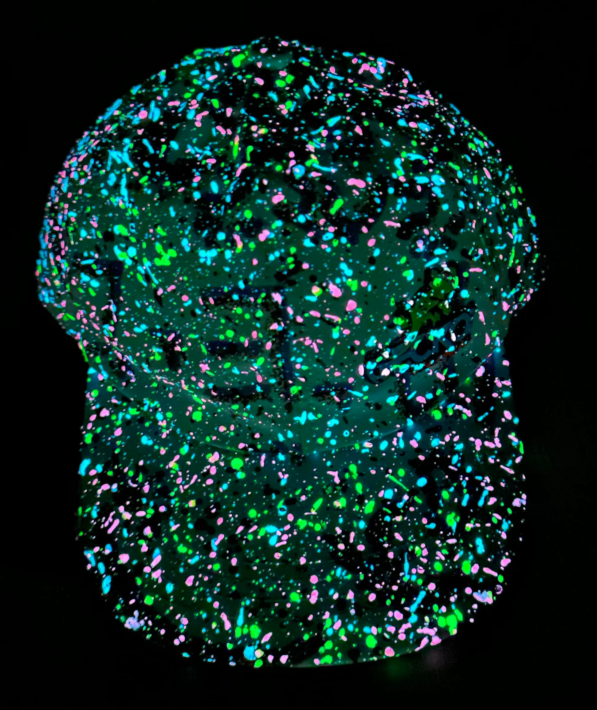 Glow In The Dark Splattered Hand Painted Mint Petro Hat