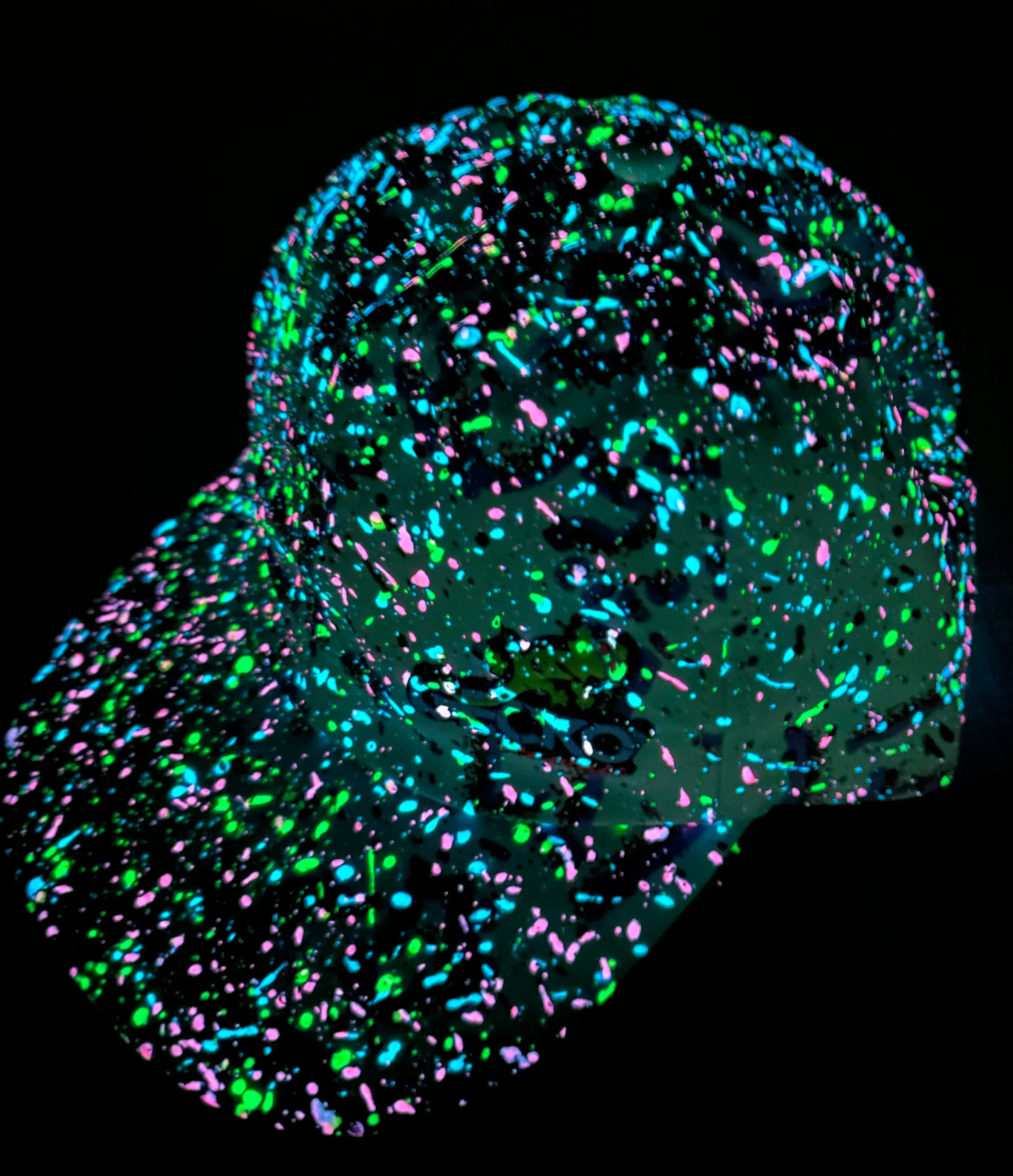 Glow In The Dark Splattered Hand Painted Mint Petro Hat - Image 2
